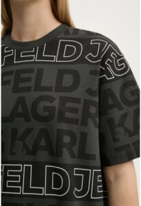 KARL LAGERFELD JEANS KLJ RELAXED AOP TEXT TEE A1W17110 | BLACK&WHITE