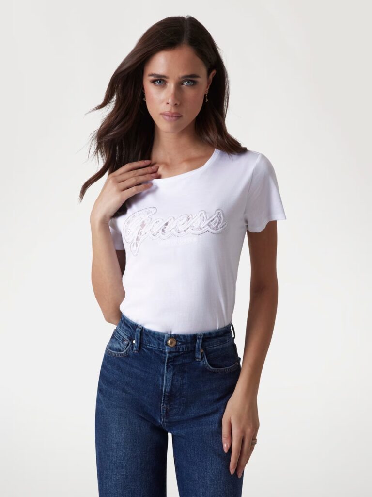 GUESS SS SCRIPT LACE LOGO EASY TEE ΜΠΛΟΥΖΑ ΓΥΝΑΙΚΕΙΟ | WHITE