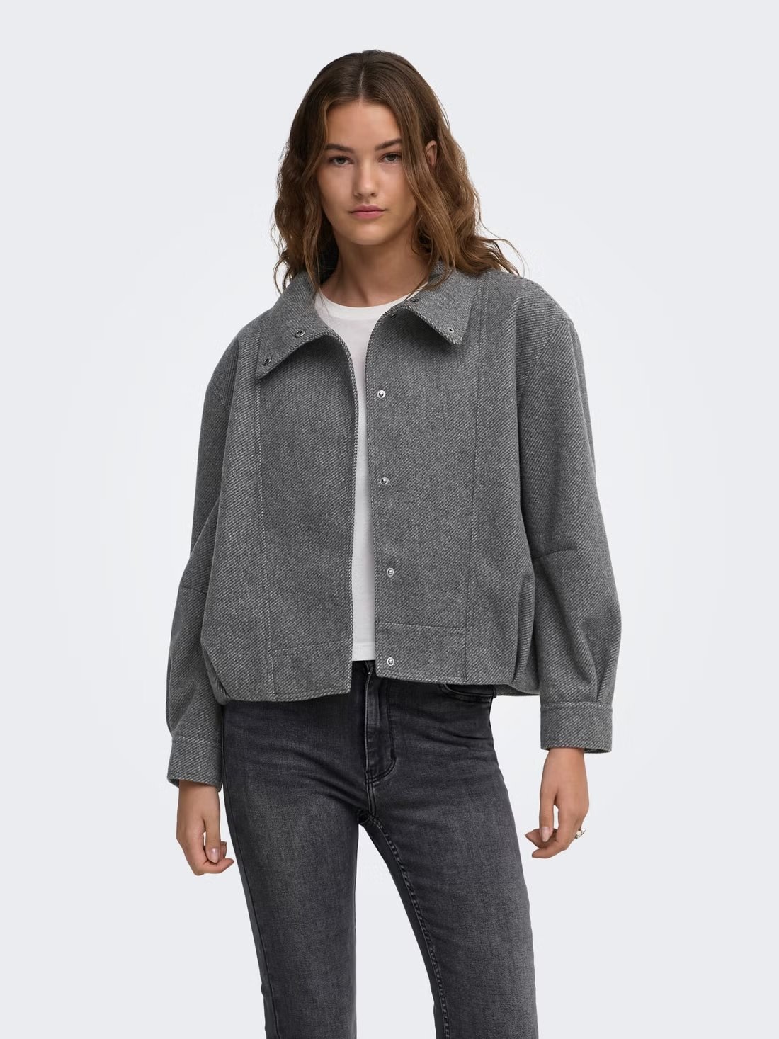 ONLASTA HIGH COLLAR BOMBER JACKET OTW | DARK GREY