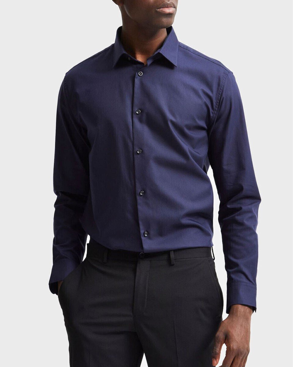 SLMSLIMFILIP ETHAN SHIRT LS CLASSIC NOOS | DARK BLUE