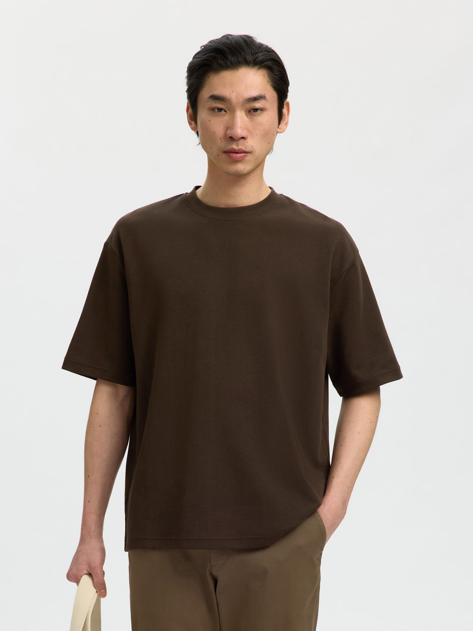 SLMLOOSEOSCAR SS O-NECK TEE NOOS | BROWN