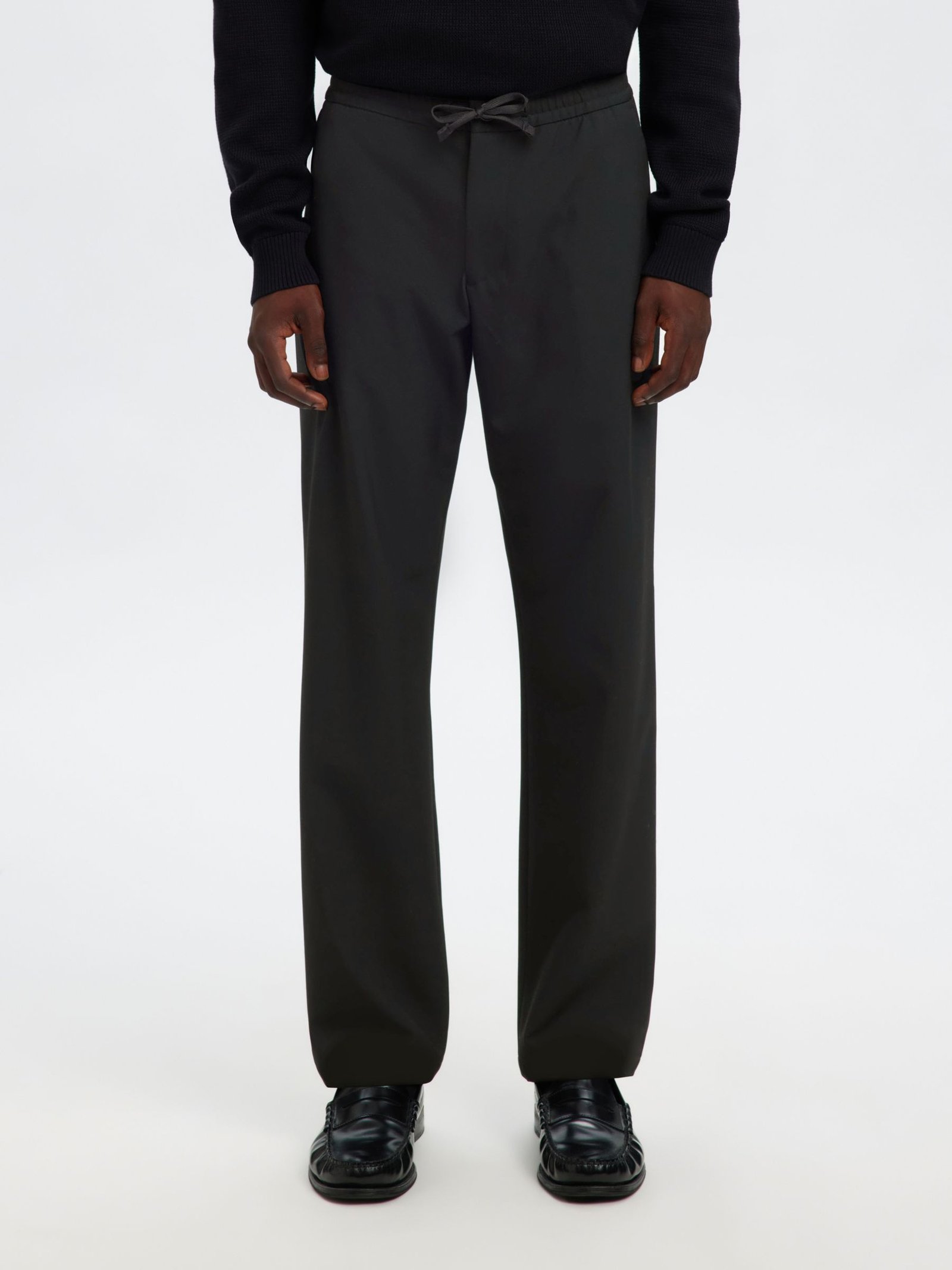 SLM196-STRAIGHT ROBERT STRING PANT NOOS | BLACK
