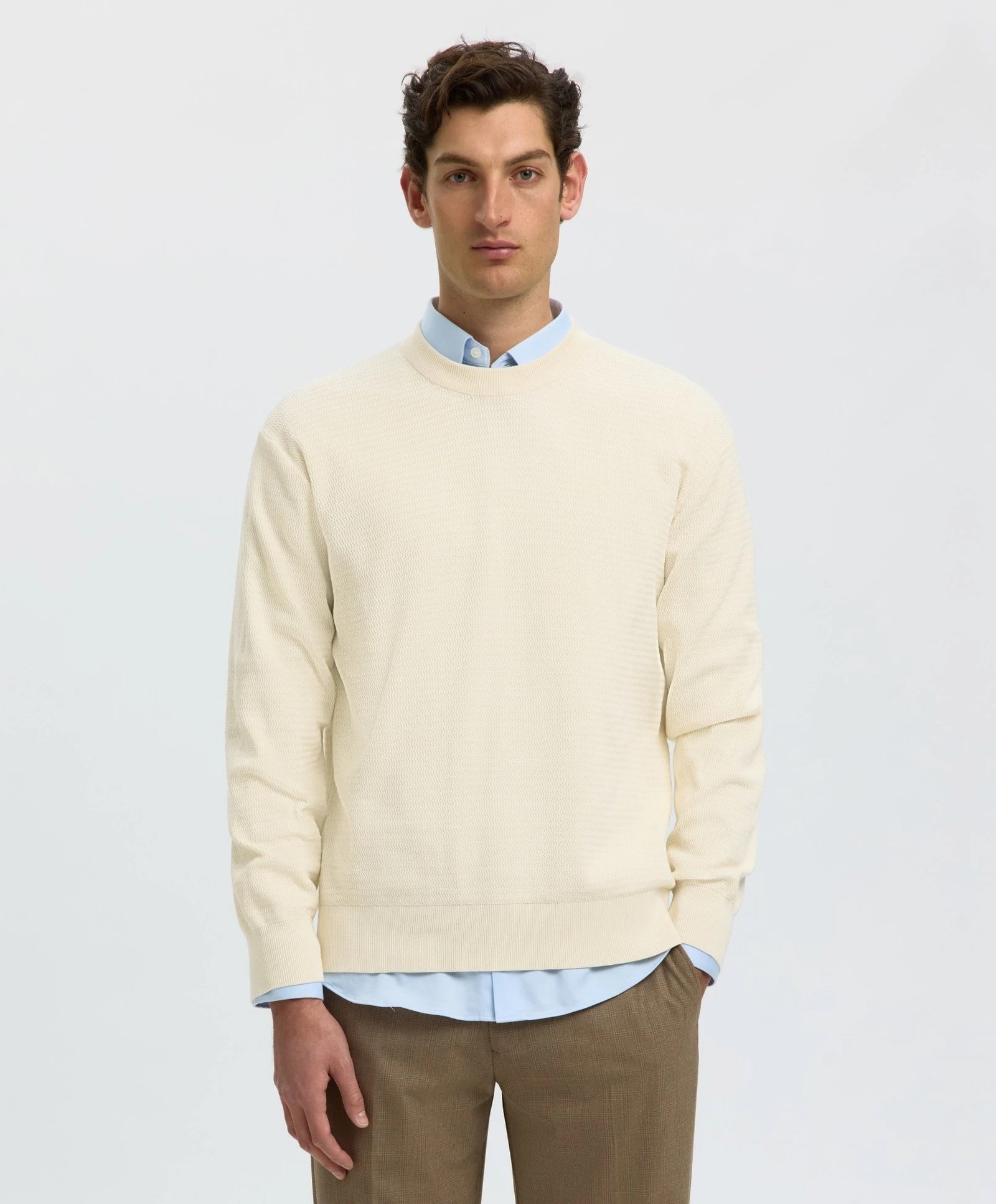 SLMTORN LS STRUCTURE CREW NECK | LIGHT GREY