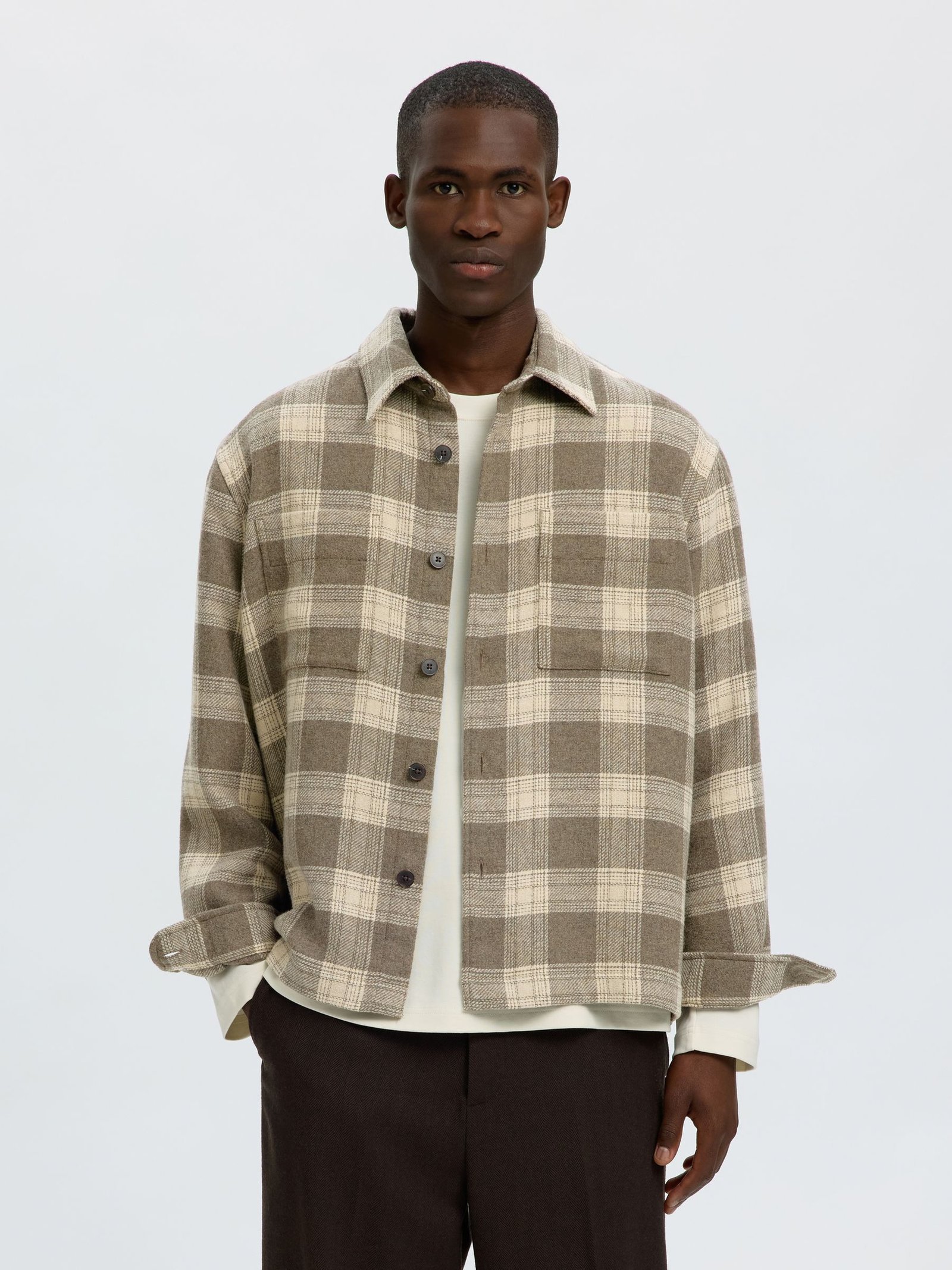 SLMOLE-PABLO WOOL BLEND OVERSHIRT NOOS | BEIGE