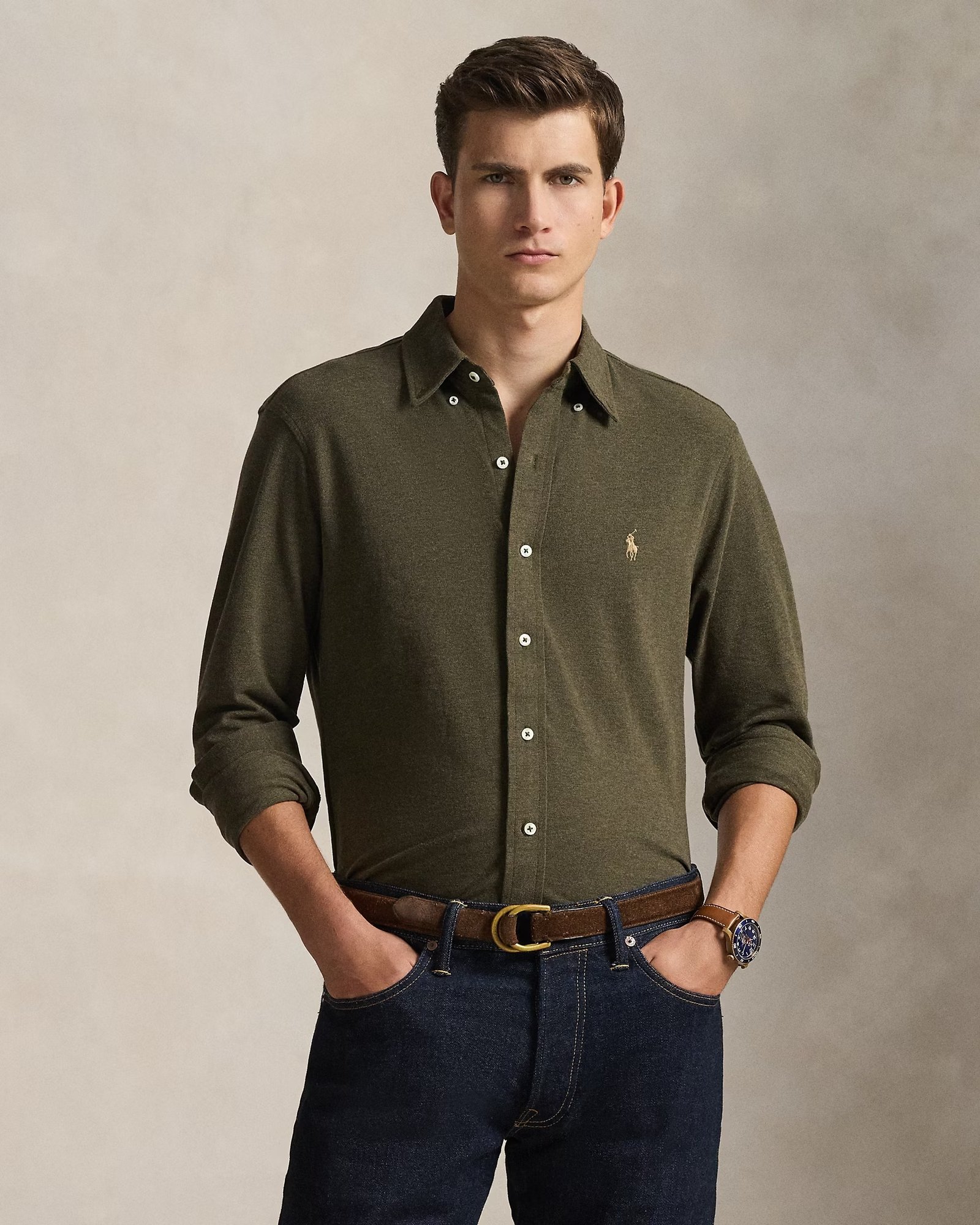 FEATHERWEIGHT MESH-LSL-KNT | OLIVE