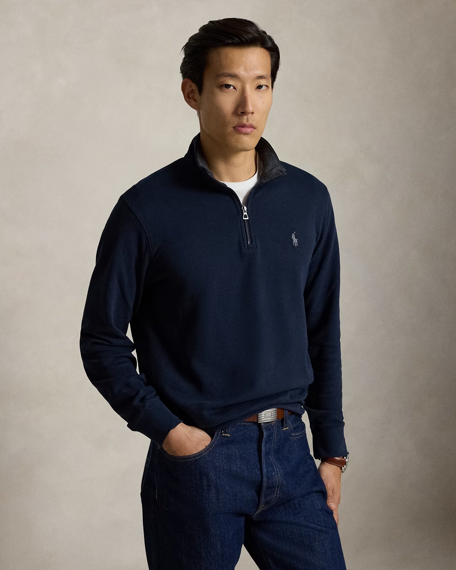 DOUBLE KNIT JERSEY-LSL-KNT | DARK BLUE
