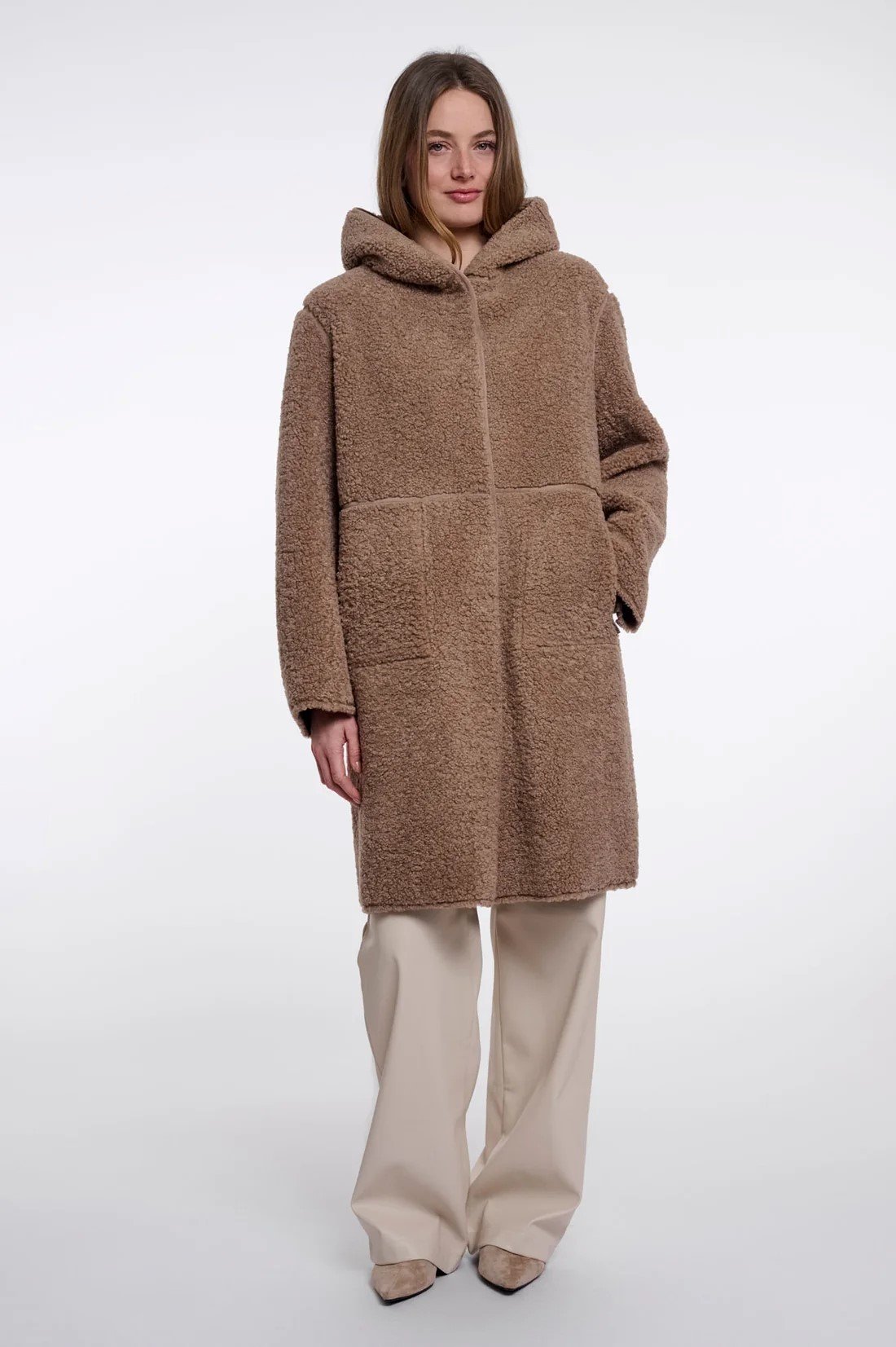 LONG COAT WITH HOOD | BEIGE
