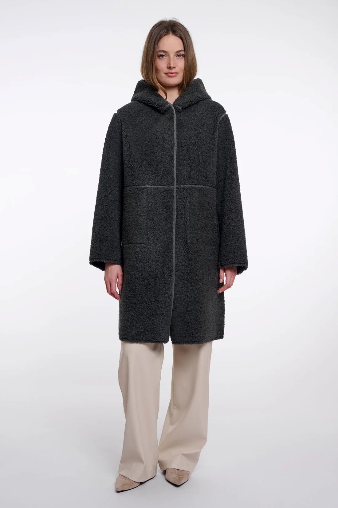 LONG COAT WITH HOOD | DARK OLIVE