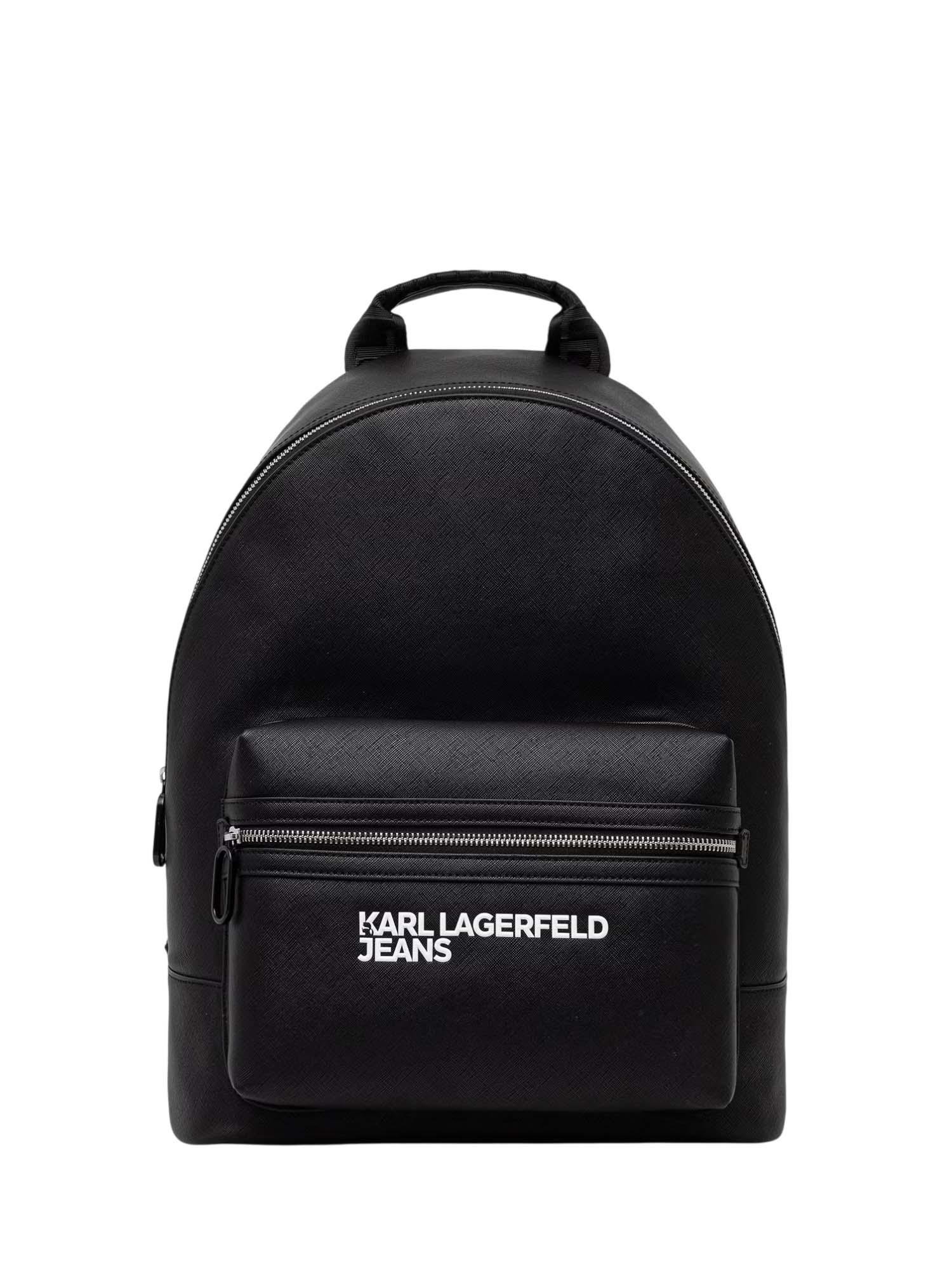 KLJ LOGO SAFFIANO BACKPACK | BLACK