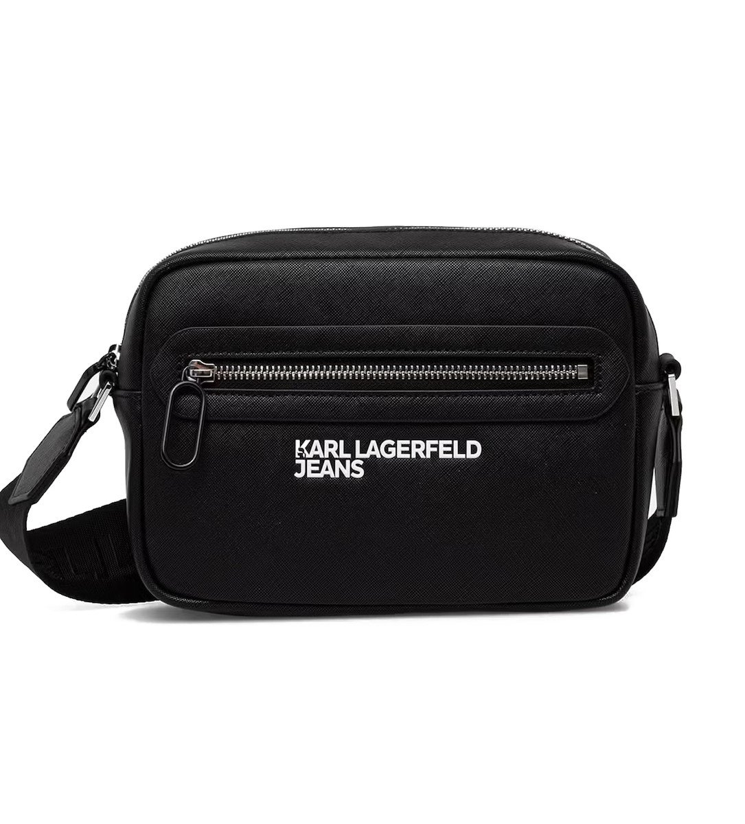 KLJ LOGO SAFFIANO CAMERABAG | BLACK
