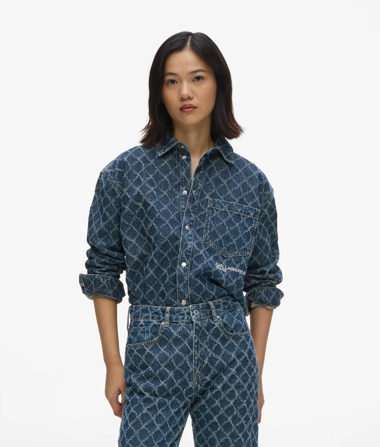 KLJ ARGYLE DENIM SHIRT | DENIM