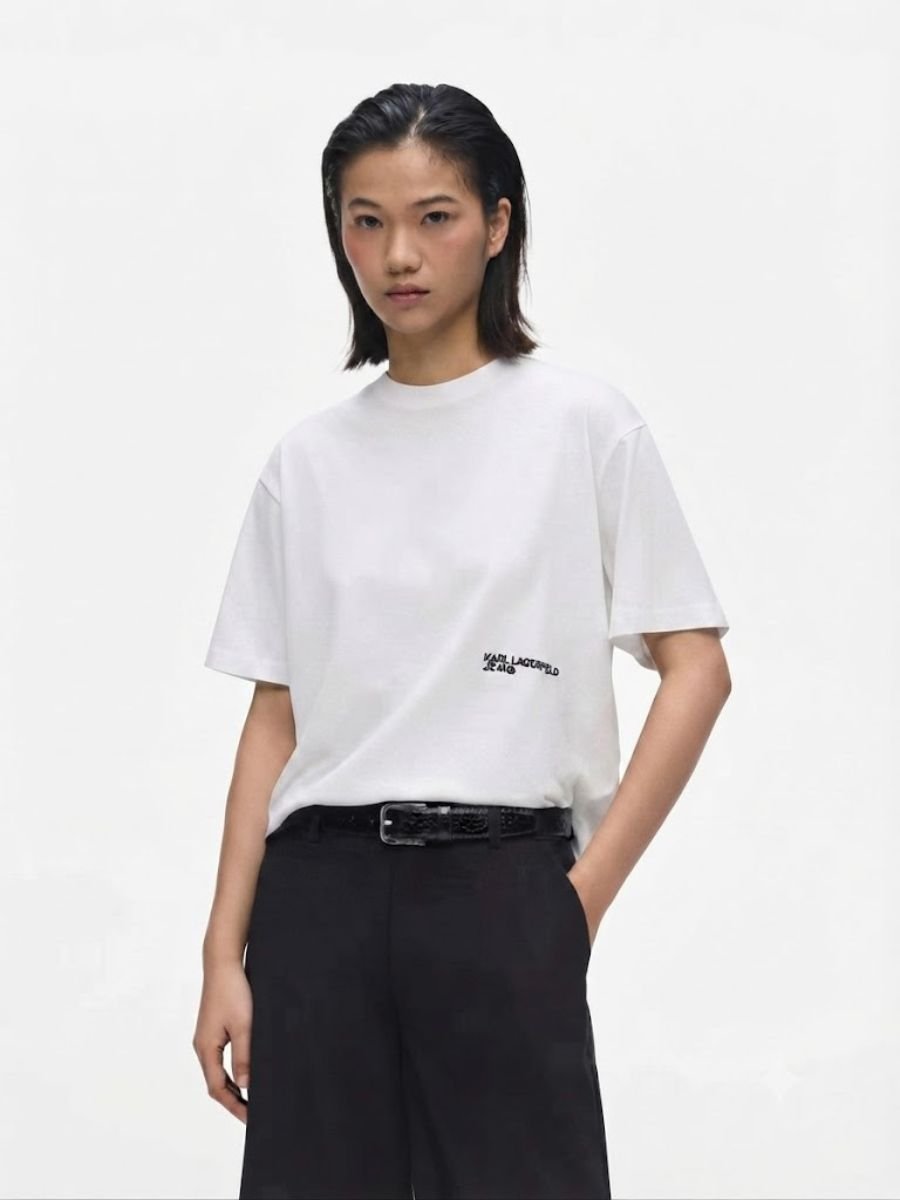 KLJ REGULAR TEE FLOCKED FLORAL | WHITE
