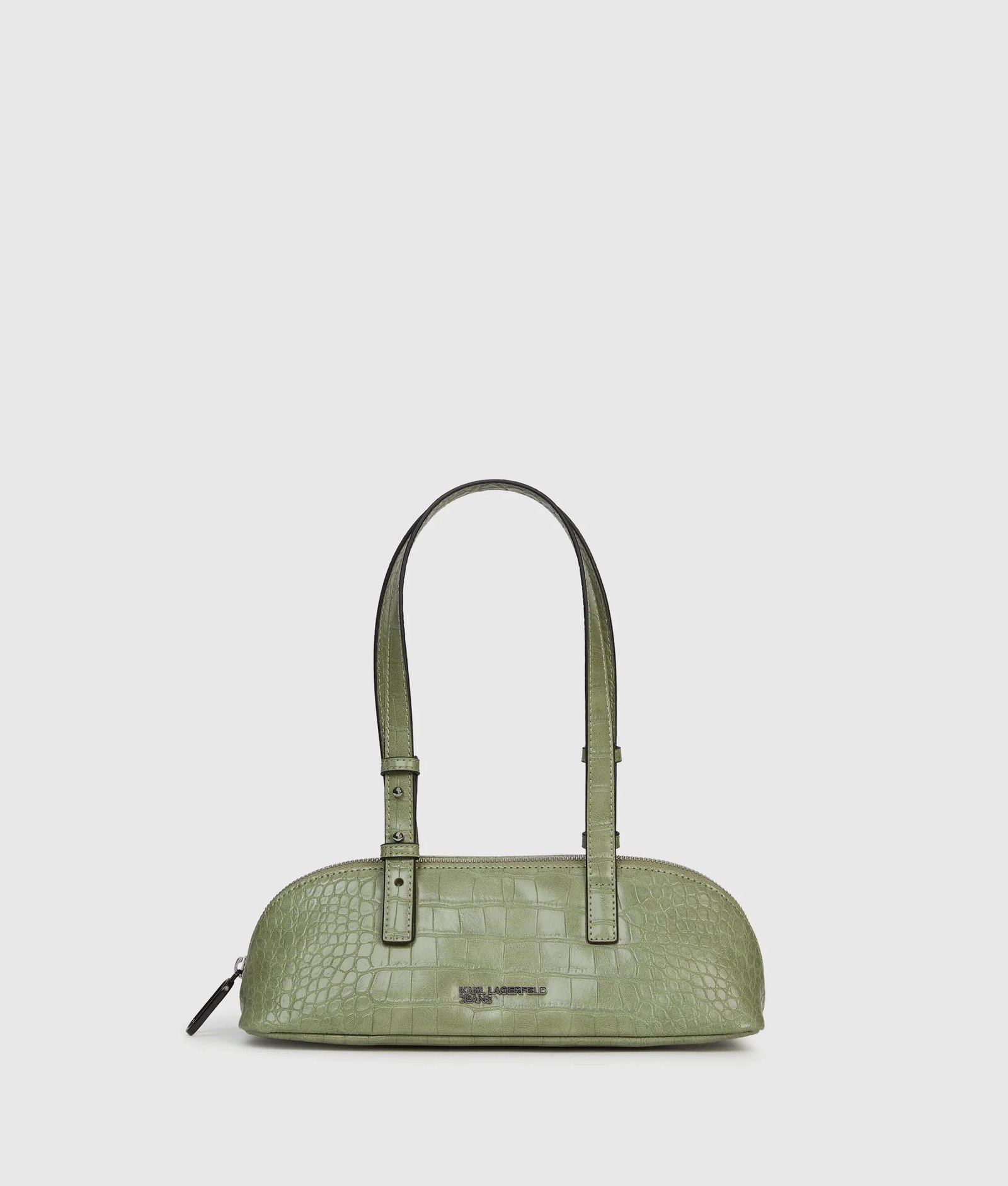 KLJ LOGO ELONGATED BAG CROCO | LIGHT OLIVE