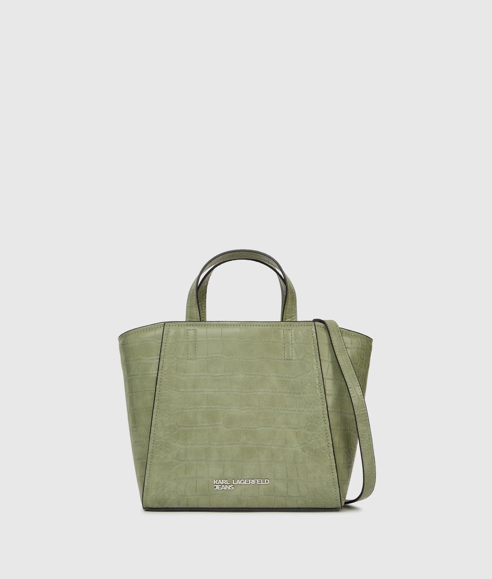 KLJ LOGO MINI TOTE CROCO | LIGHT OLIVE