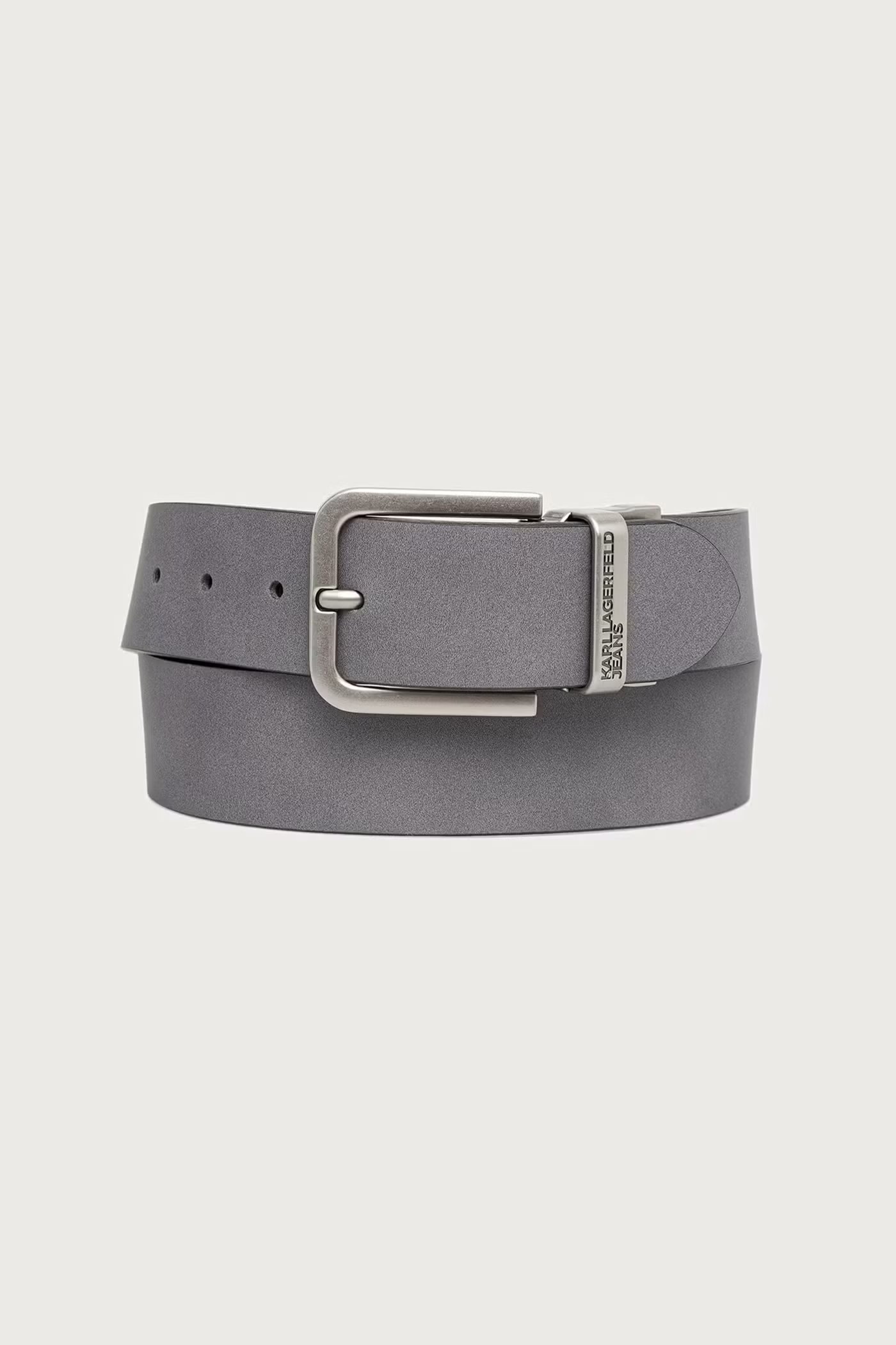 KLJ REV SAFFIANO LEATHER BELT | DARK GREY