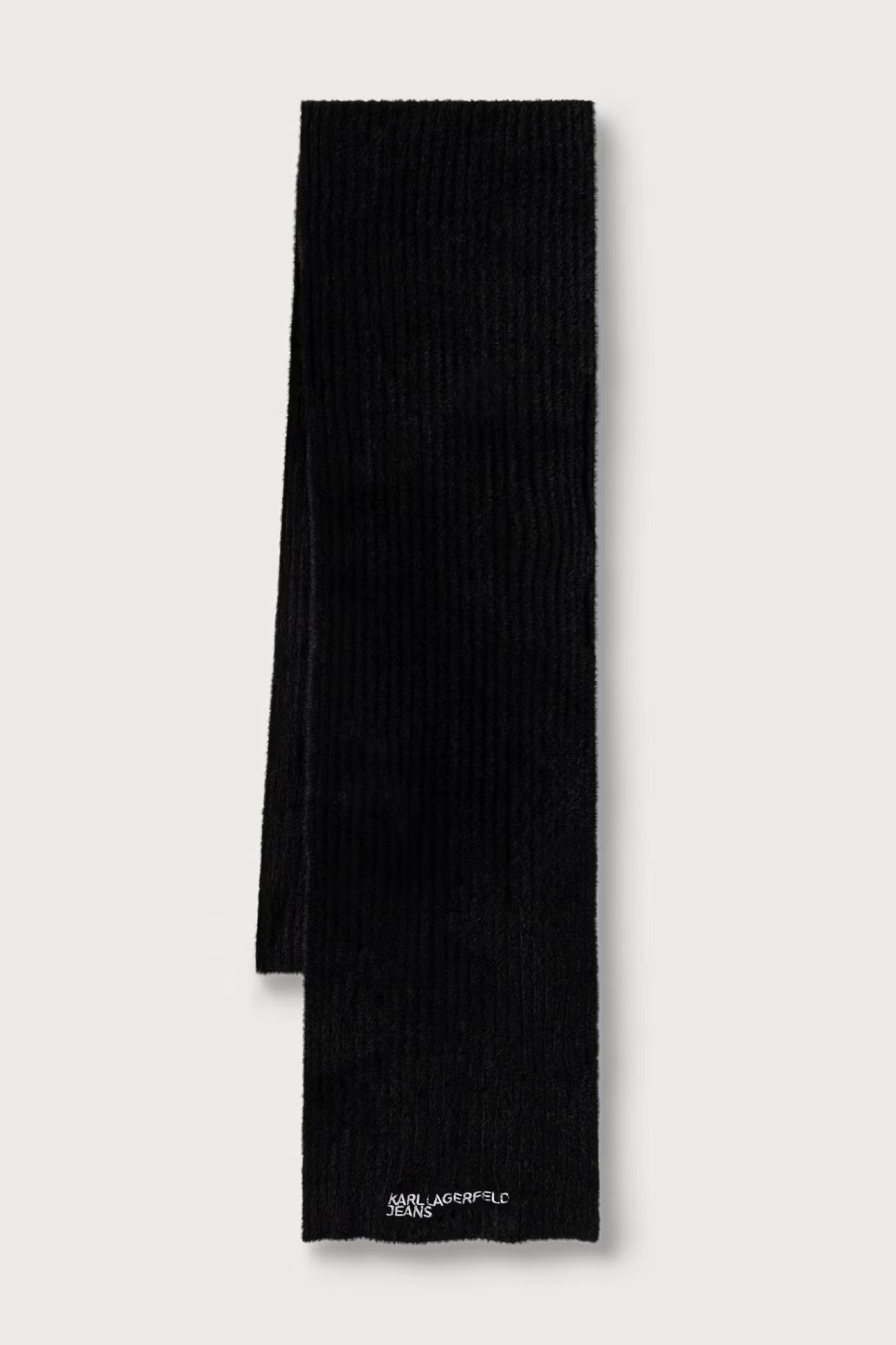 KLJ FURRY LOGO SCARF | BLACK