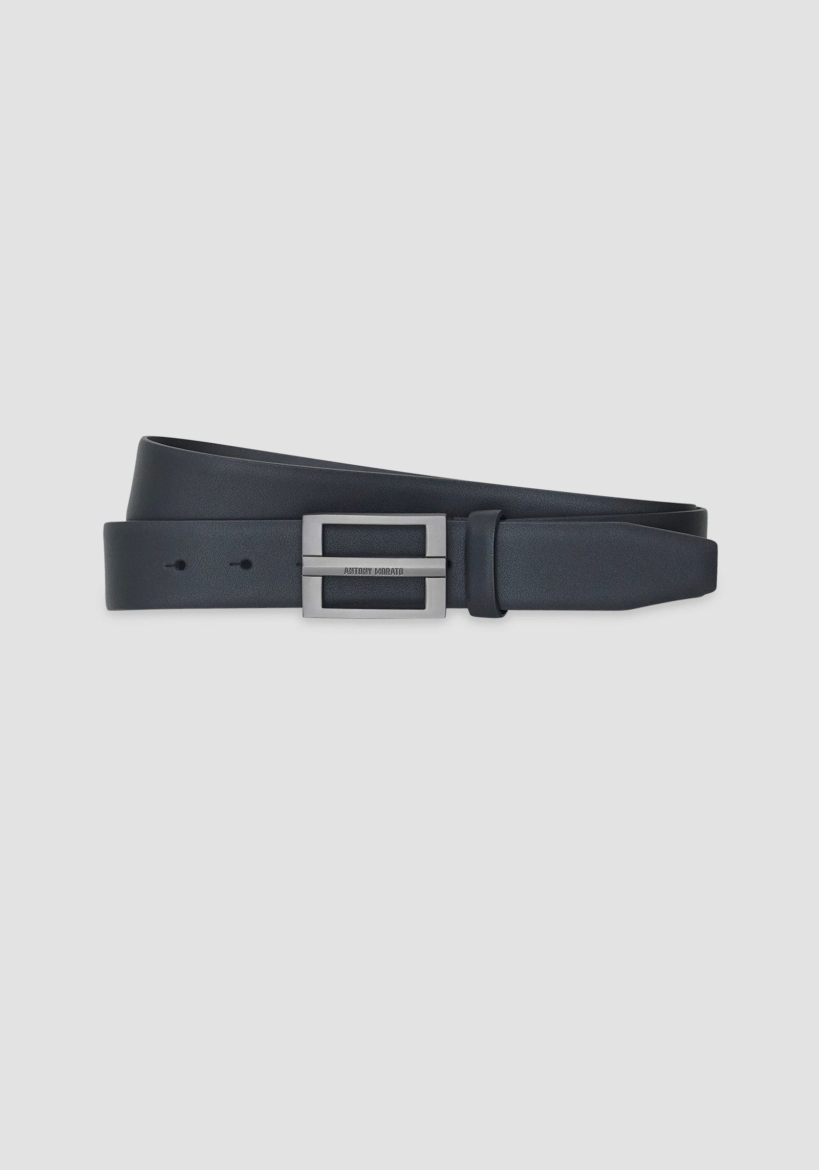 PLATE BELT IN SMOOTH CALF LEATHER | BLACK