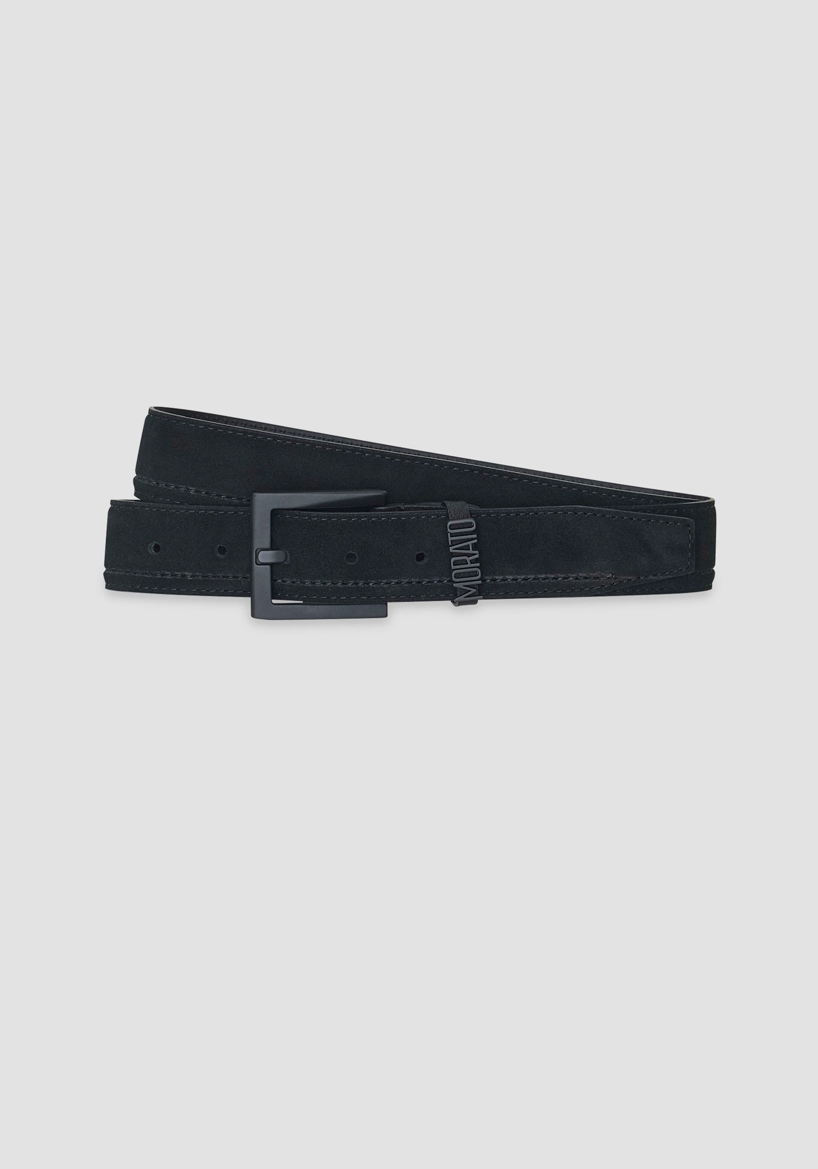 BUCKLE BELT IN SUEDE 3D LOGO METAL LOOP | BLACK