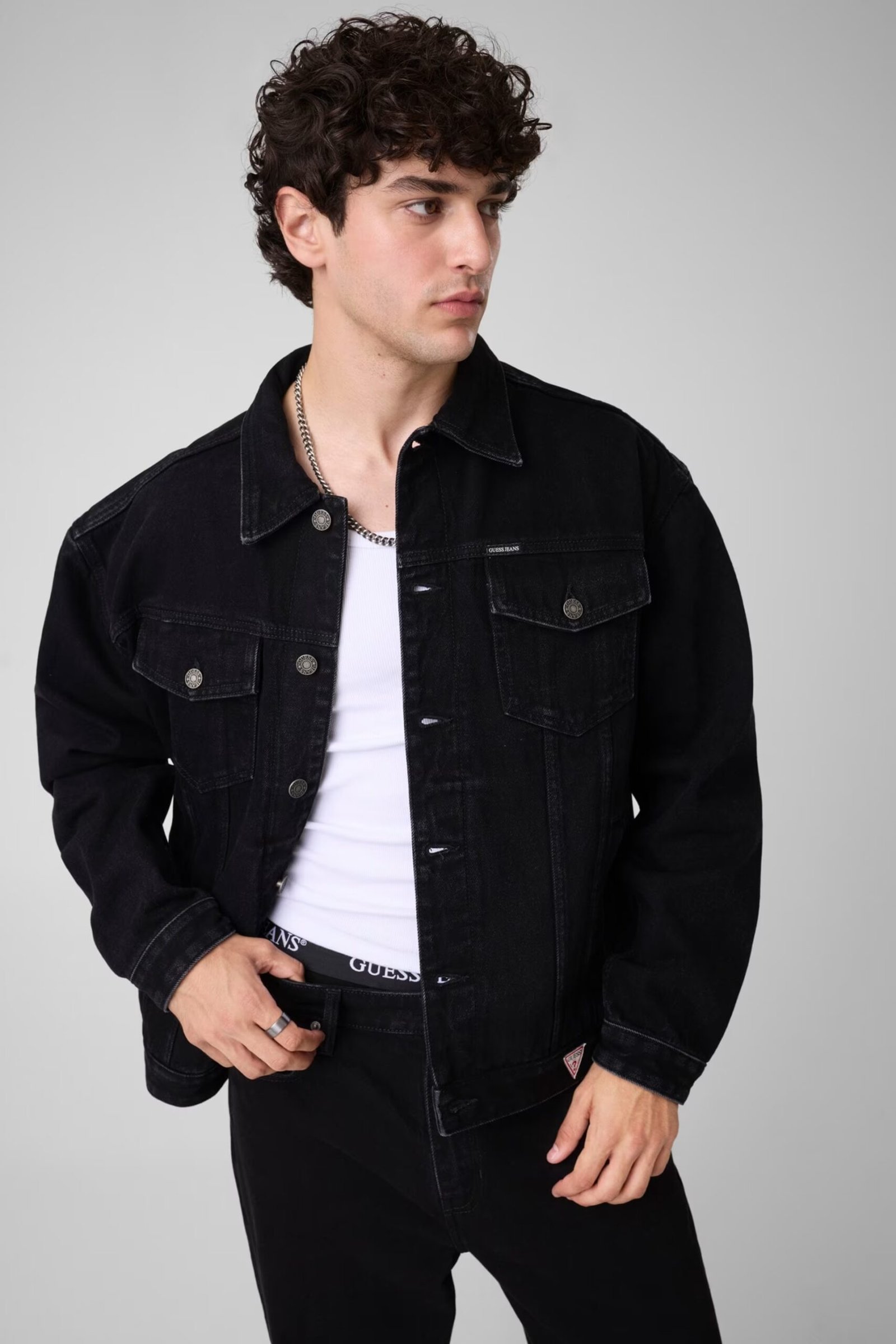 GJ MENS OVERSIZE TRUCKER JACKET ΜΠΟΥΦΑΝ ΑΝΔΡΙΚΟ | BLACK