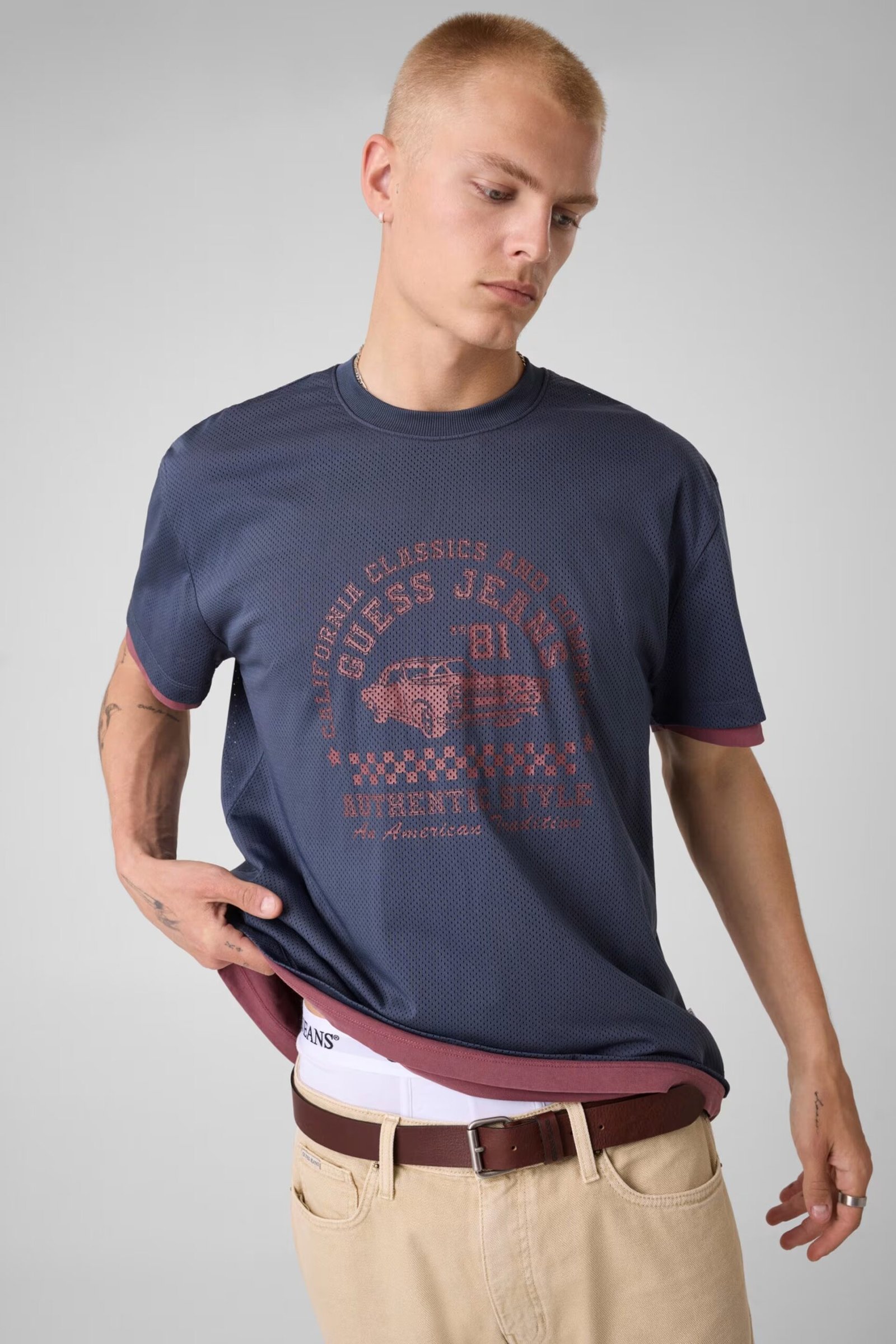 GJ DOUBLE LAYERED MESH TEE ΜΠΛΟΥΖΑ ΑΝΔΡΙΚΟ | DARK BLUE