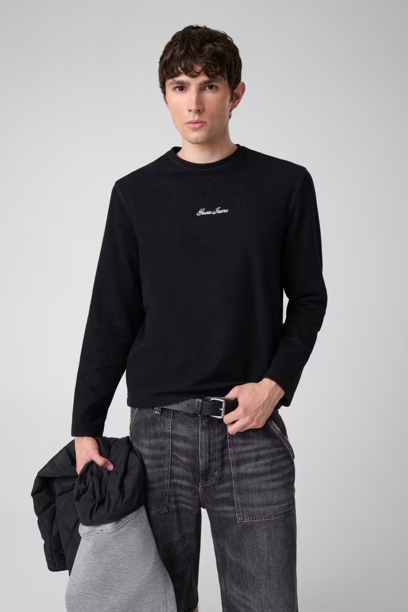 MENS REG FIT DOUBLE FACED PIQU ΜΠΛΟΥΖΑ ΑΝΔΡΙΚΟ | BLACK