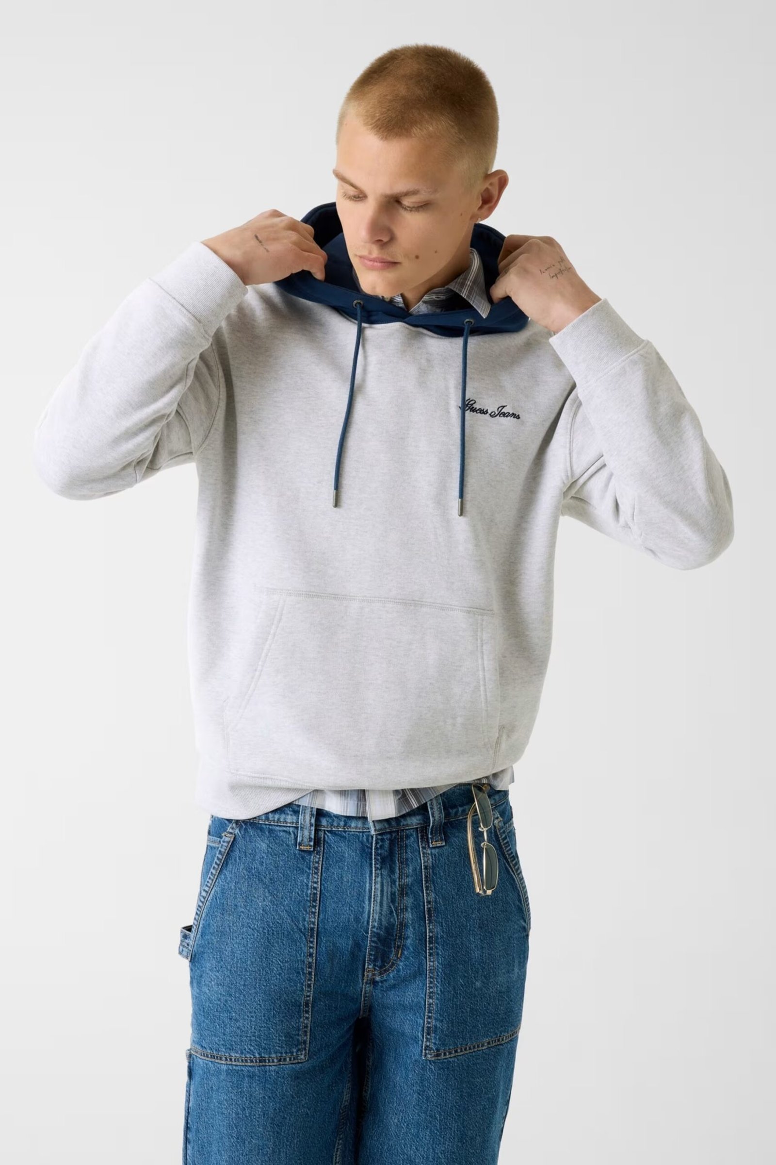 GJ REG FIT COLOR BLOCKED HOODI ΦΟΥΤΕΡ ΑΝΔΡΙΚΟ | LIGHT GREY