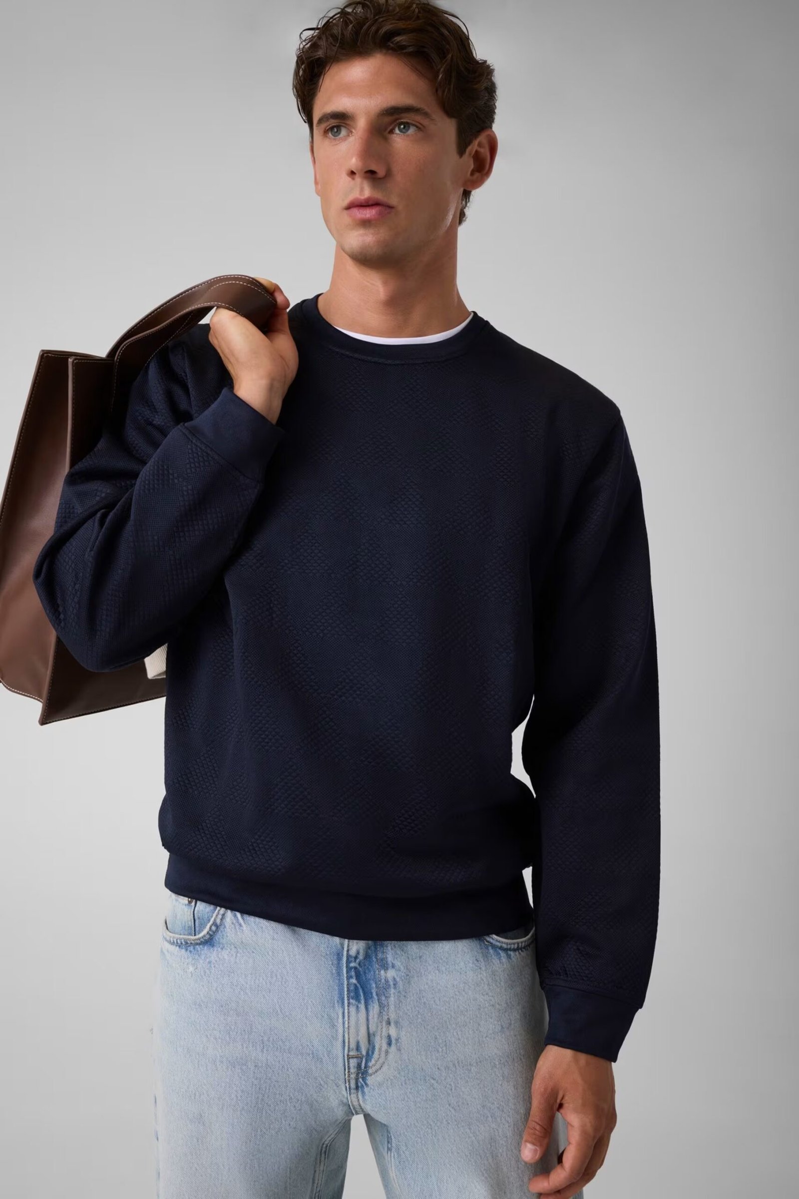 CN LS ALL OVER JACQUARD SWEATS ΦΟΥΤΕΡ ΑΝΔΡΙΚΟ | DARK BLUE