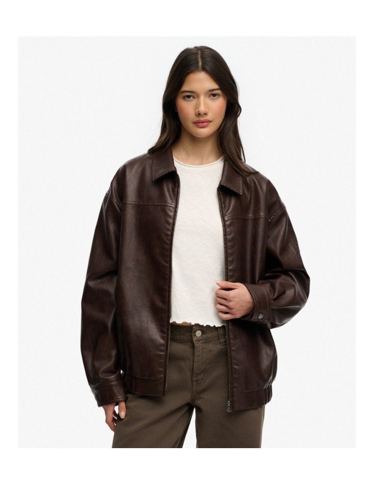 COLLARED OVERSIZED BOMBER ΜΠΟΥΦΑΝ ΓΥΝΑΙΚΕΙΟ | CHOCOLATE