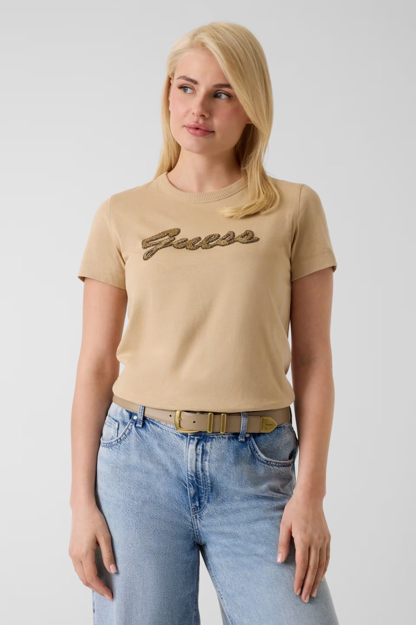 SS CN BEADS SCRIPT TEE ΜΠΛΟΥΖΑ ΓΥΝΑΙΚΕΙΟ | DARK BEIGE