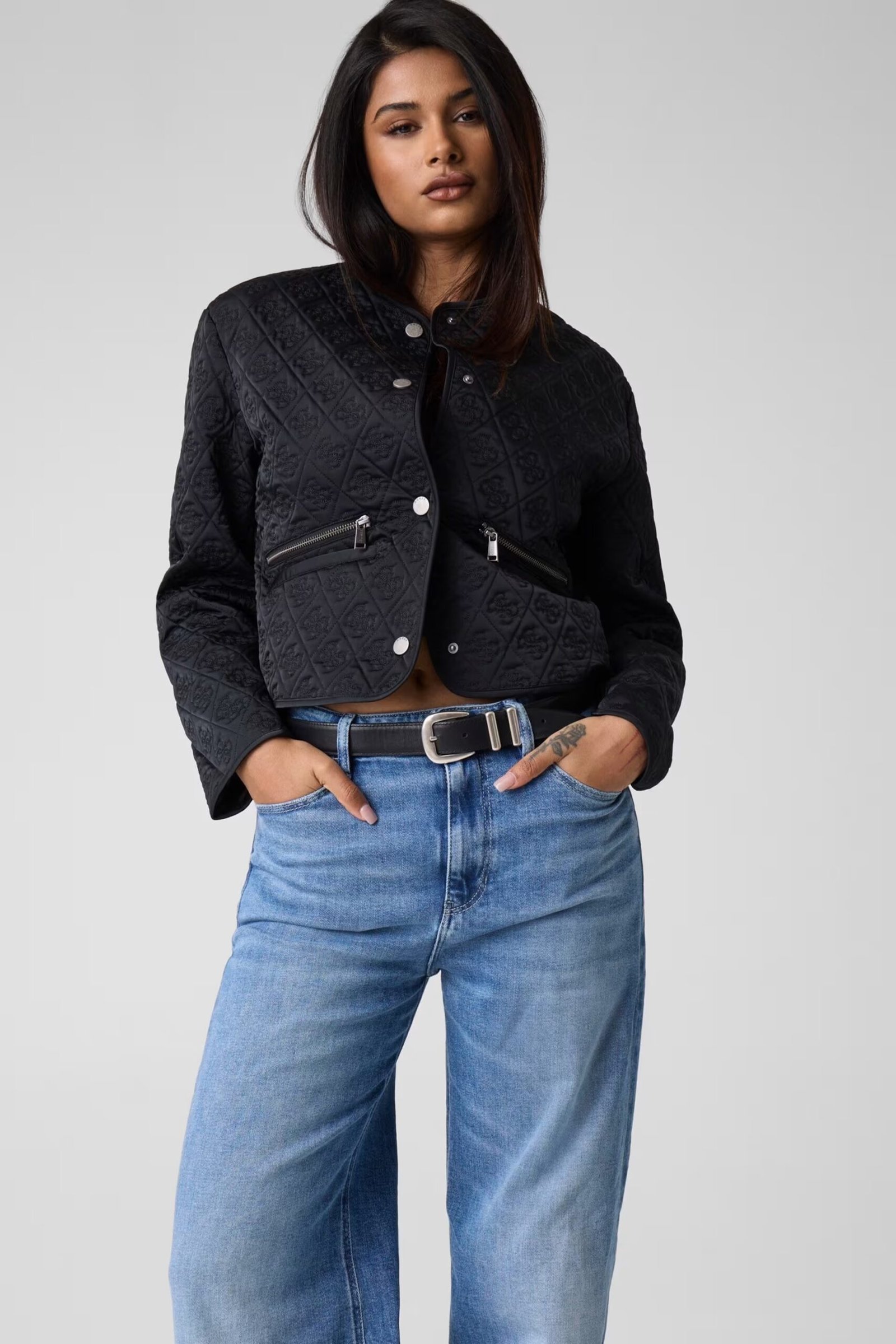 EDITH CROP LOGO QUILT JKT ΜΠΟΥΦΑΝ ΓΥΝΑΙΚΕΙΟ | BLACK