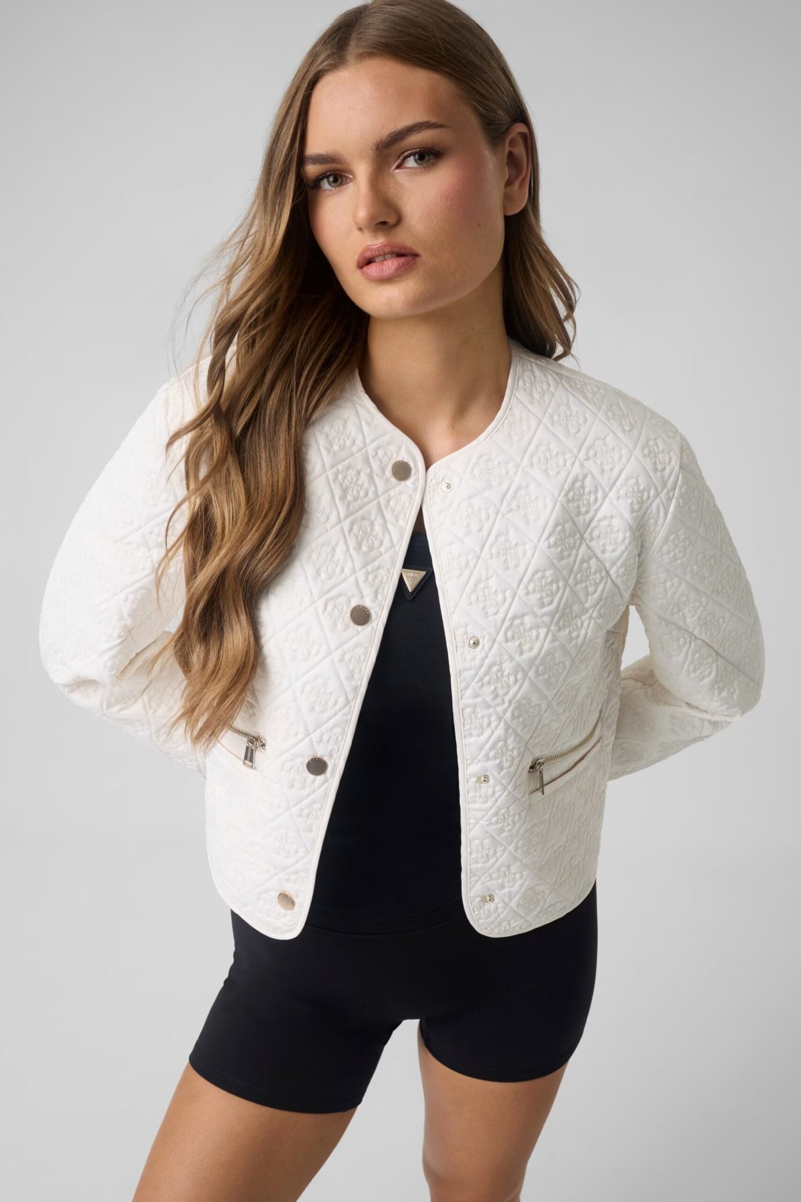 EDITH CROP LOGO QUILT JKT ΜΠΟΥΦΑΝ ΓΥΝΑΙΚΕΙΟ | WHITE