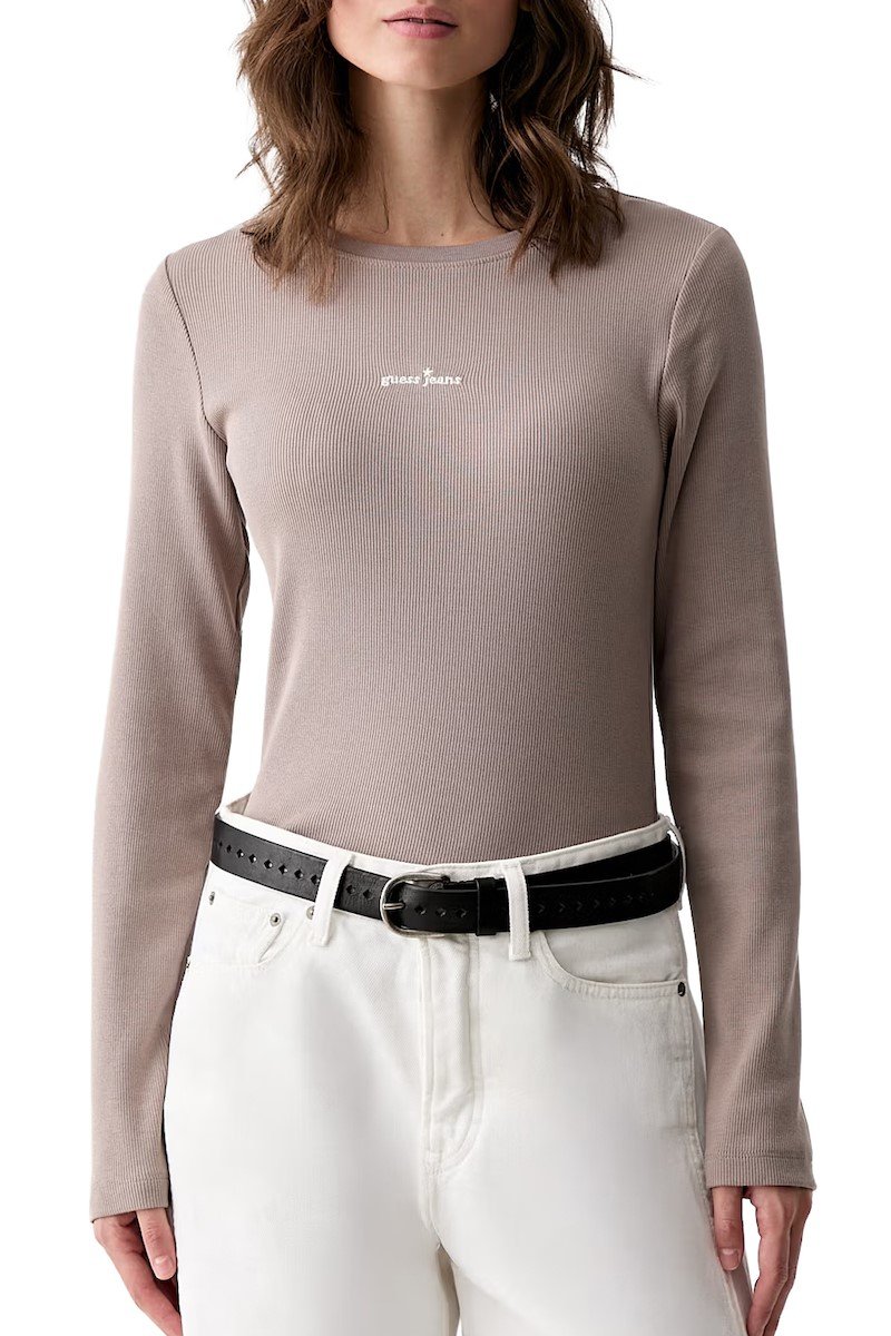 GJ STAR EMBRO LS CN RIB TOP ΜΠΛΟΥΖΑ ΓΥΝΑΙΚΕΙΟ | BEIGE