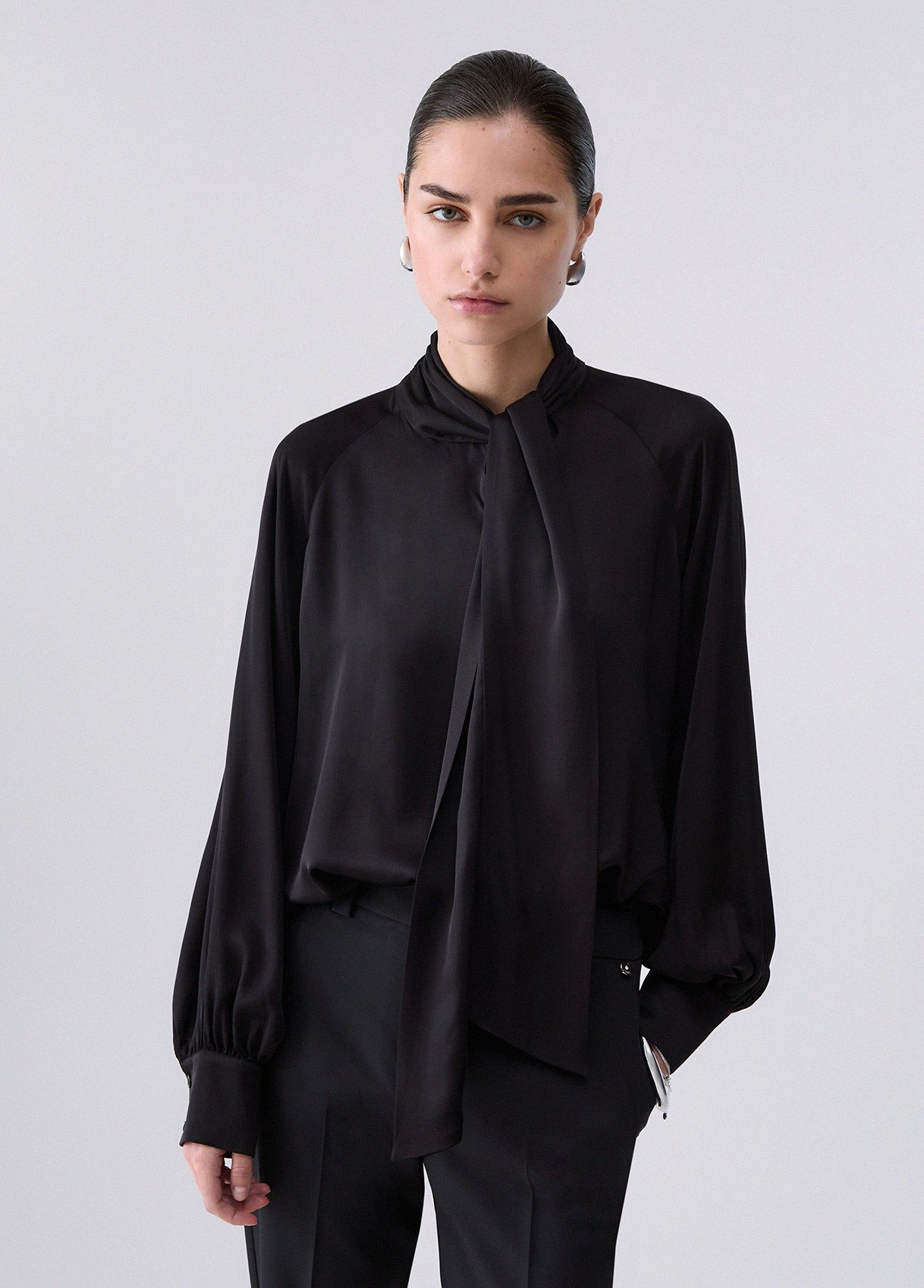 TUNICA SATIN CON FUS | BLACK