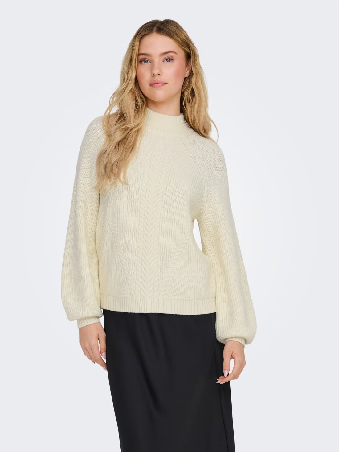 ONLKATIA LS DETAIL HIGHNECK NOOS KNT | OFF WHITE