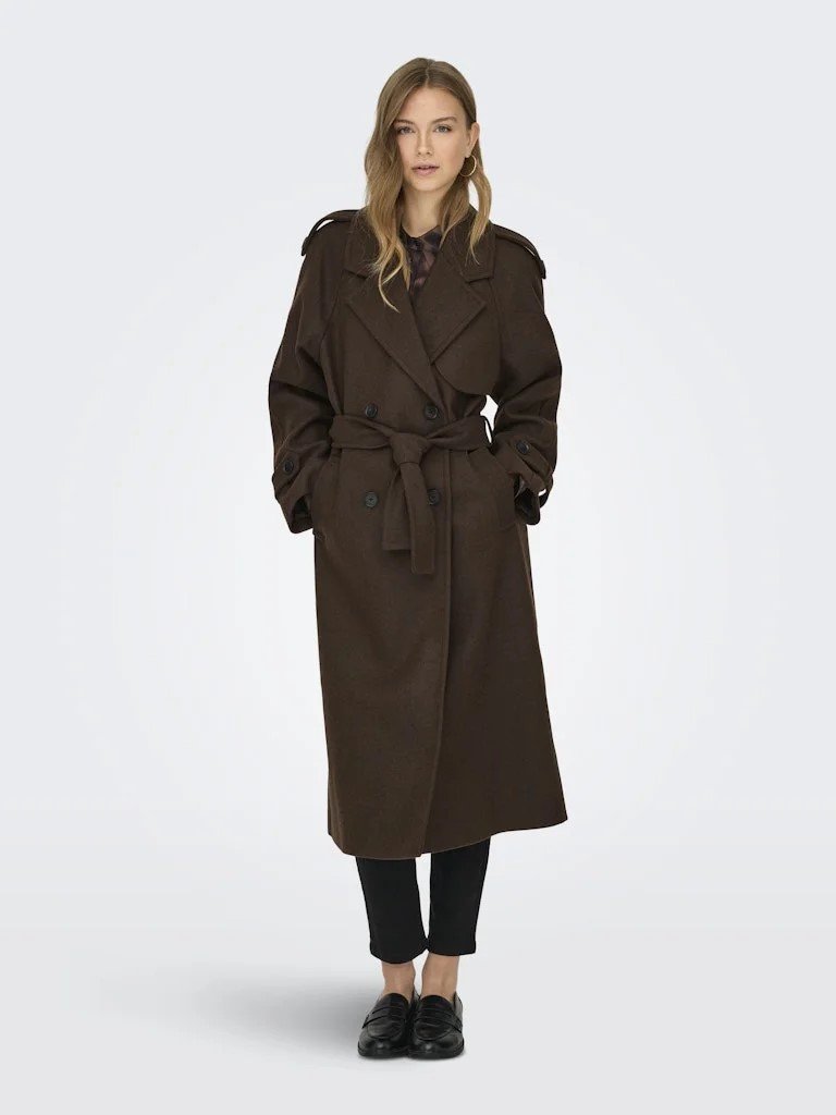 ONLDEAR-TRILLION LONG BELT COAT PNT NOOS | CHOCOLATE