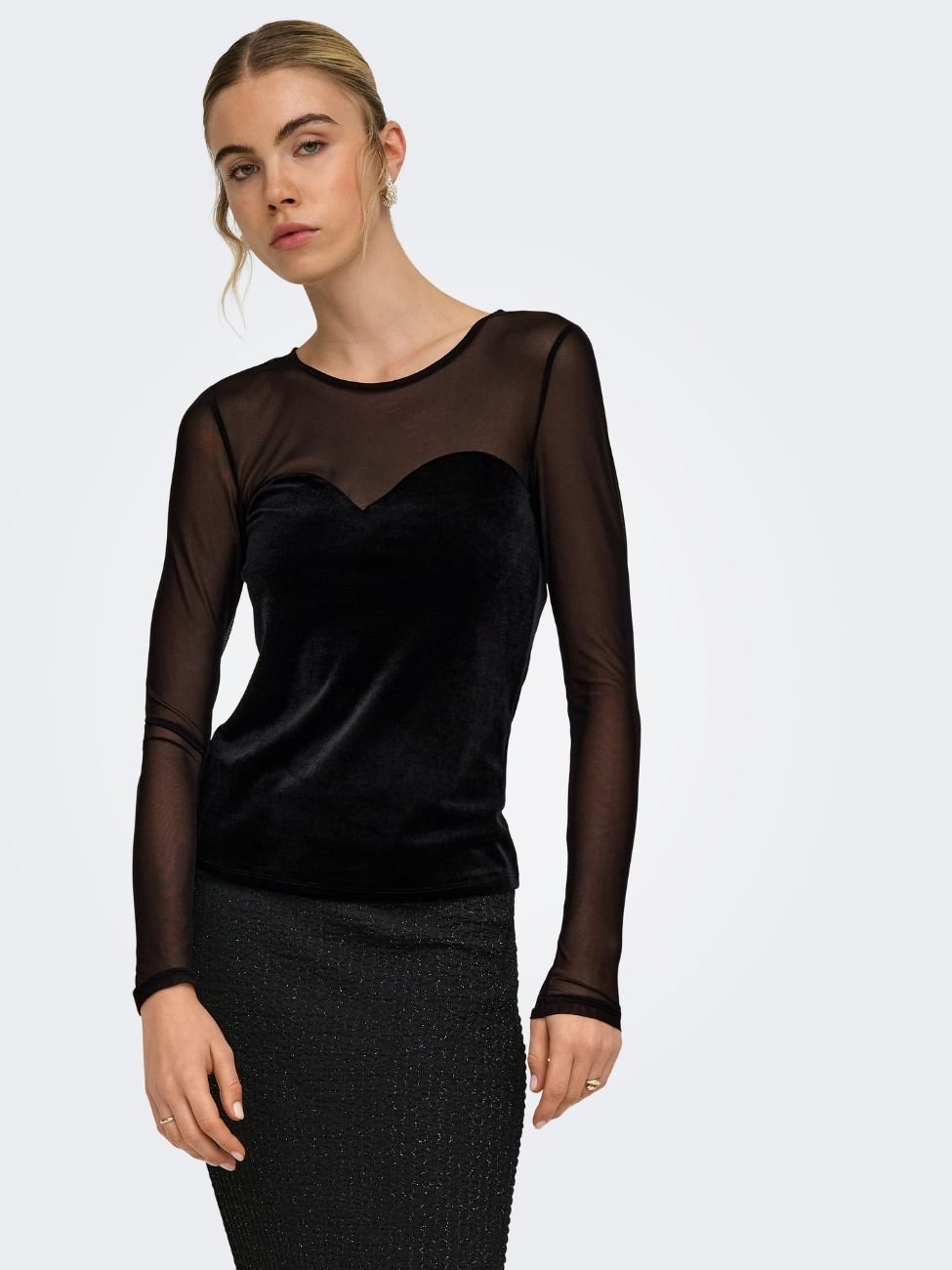 ONLSMOOTH L/S MESH MIX TOP BOX JRS | BLACK