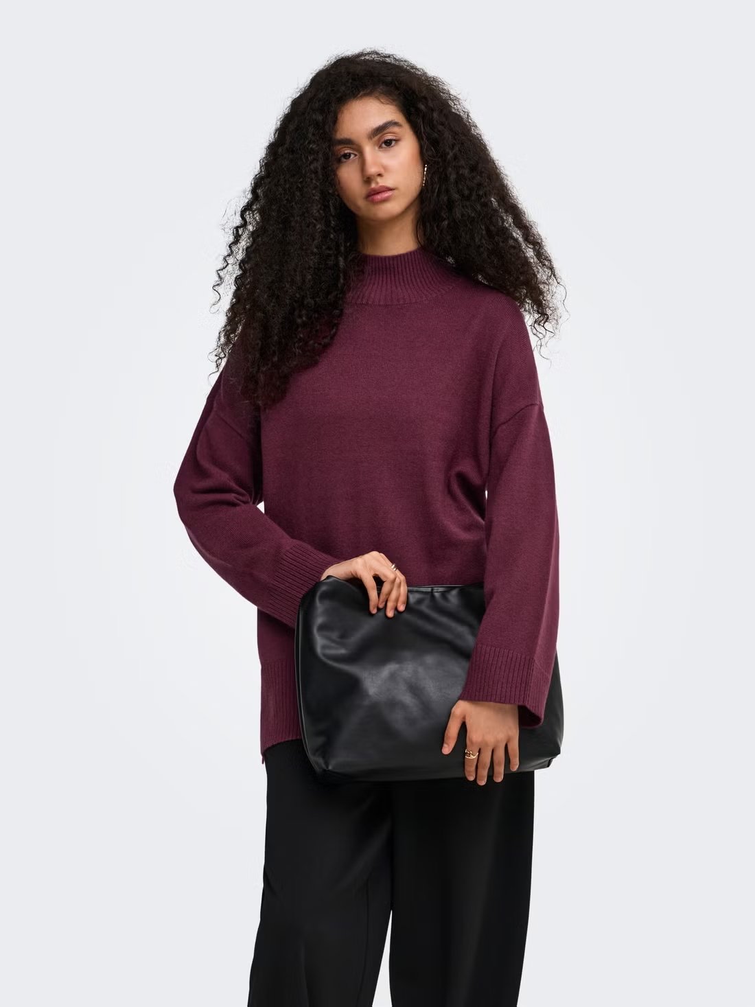 ONLMARY LS HIGH NECK SLIT KNT NOOS | WINE