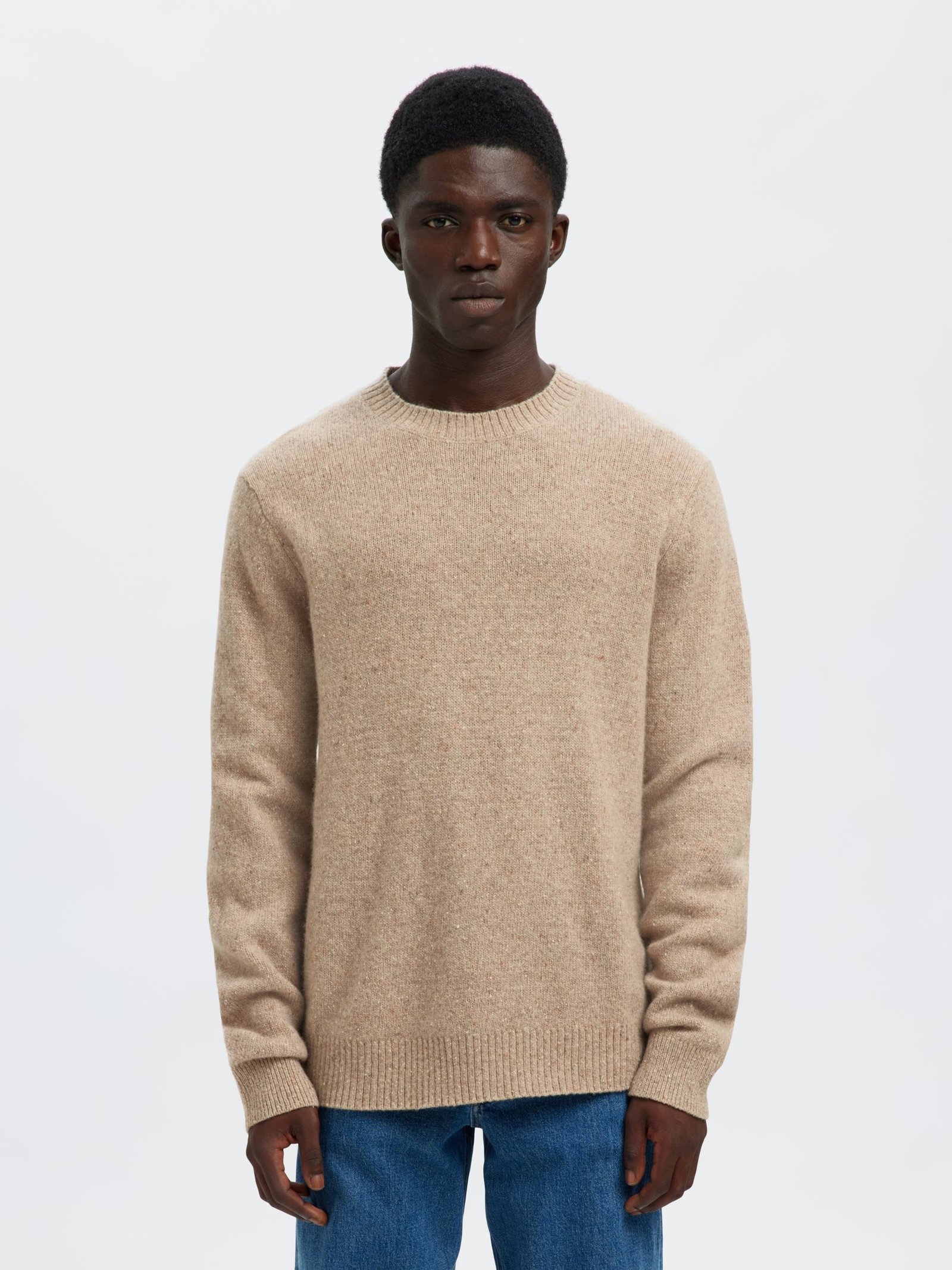 SLMNEIL LS KNIT NEPS CREW NECK | BEIGE