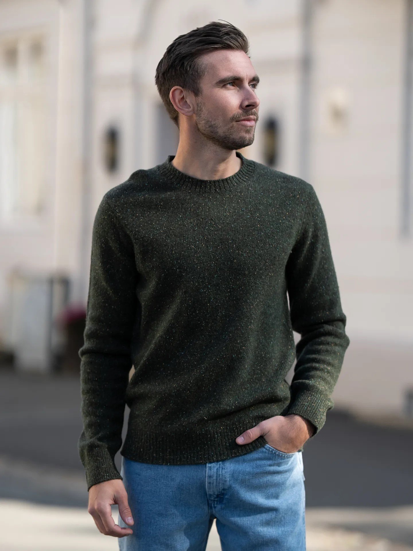 SLMNEIL LS KNIT NEPS CREW NECK | DARK GREEN