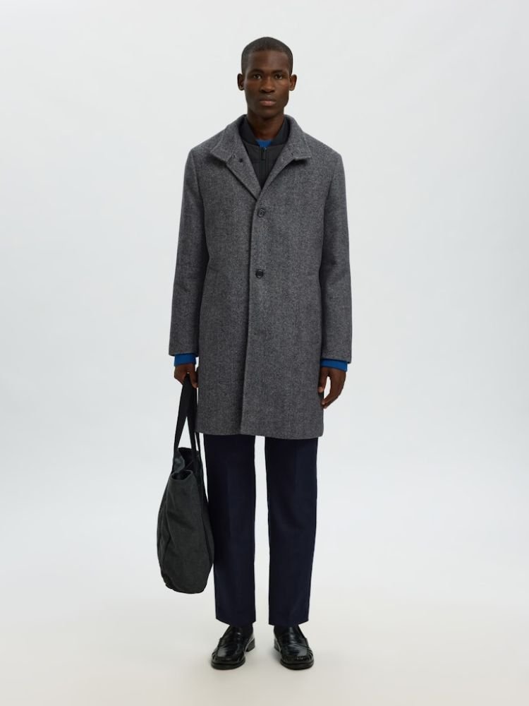 SLMRAINAR WOOL BLEND COAT NOOS | DARK GREY