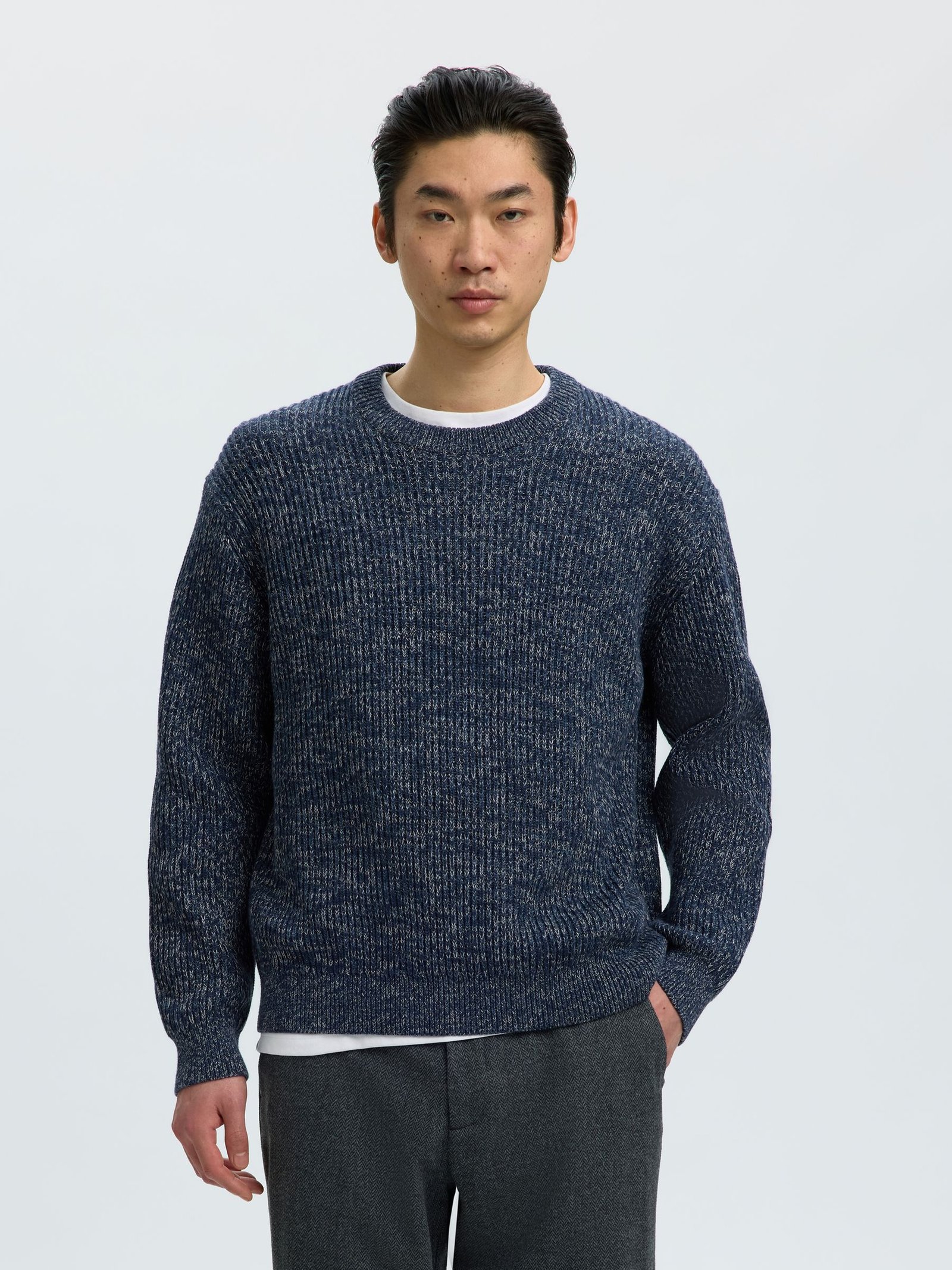 SLMTILUM LS KNIT CREW NECK NOOS | DARK BLUE