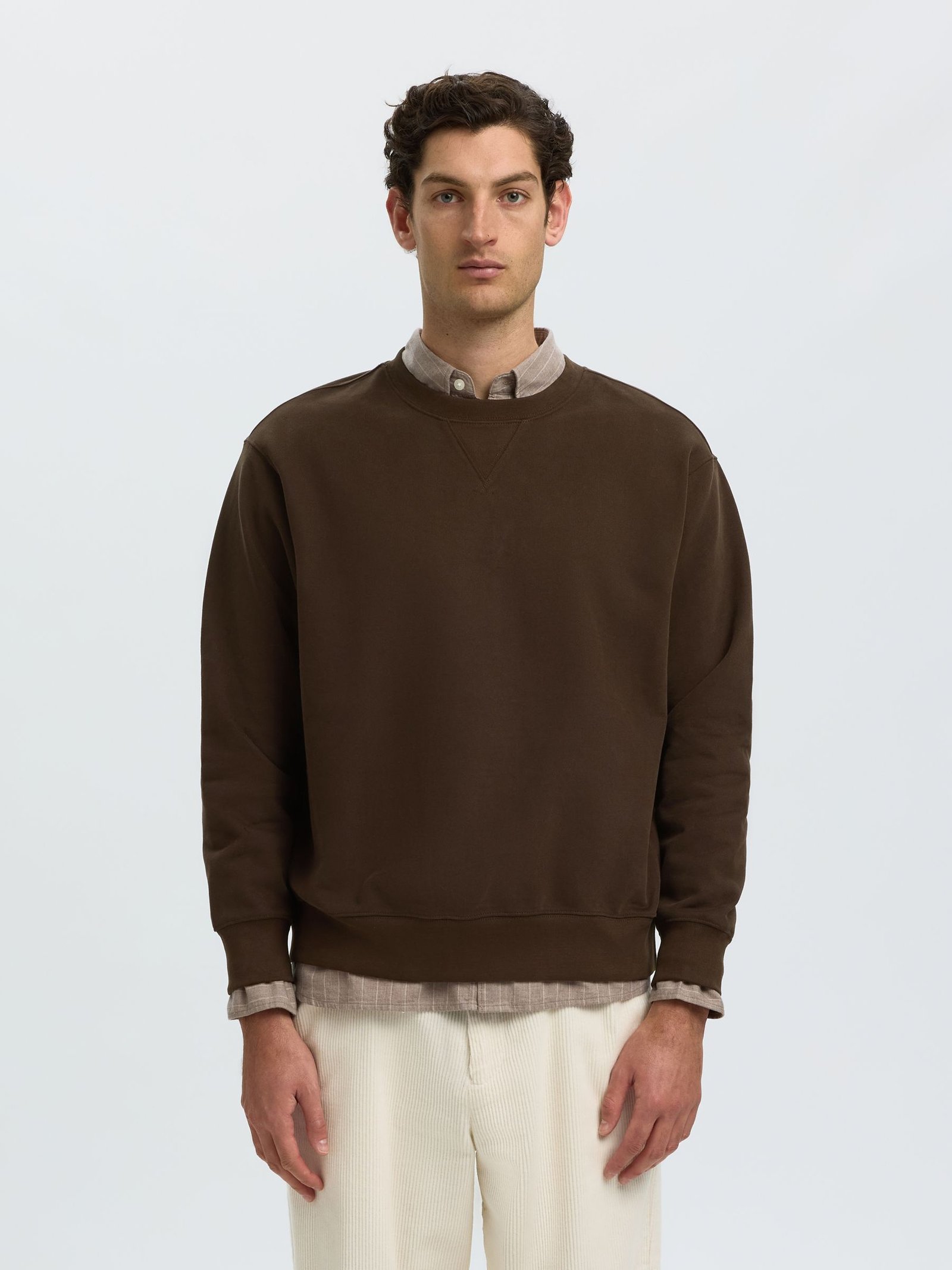 SLMRELAXGRANT LS CREW NECK SWEAT | BROWN