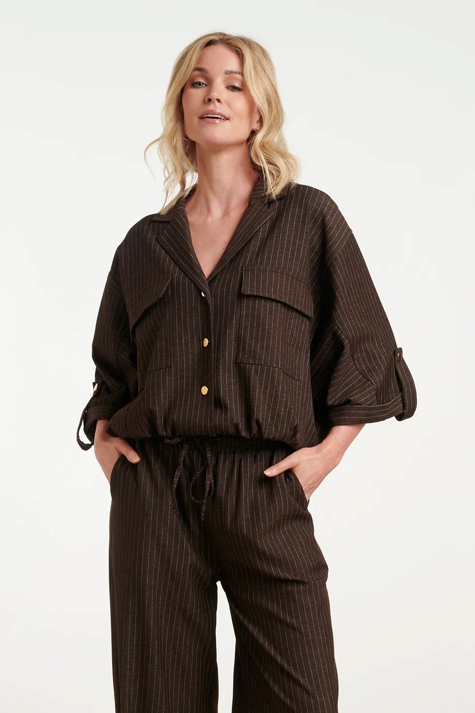 STRIPPED SHIRT | BROWN
