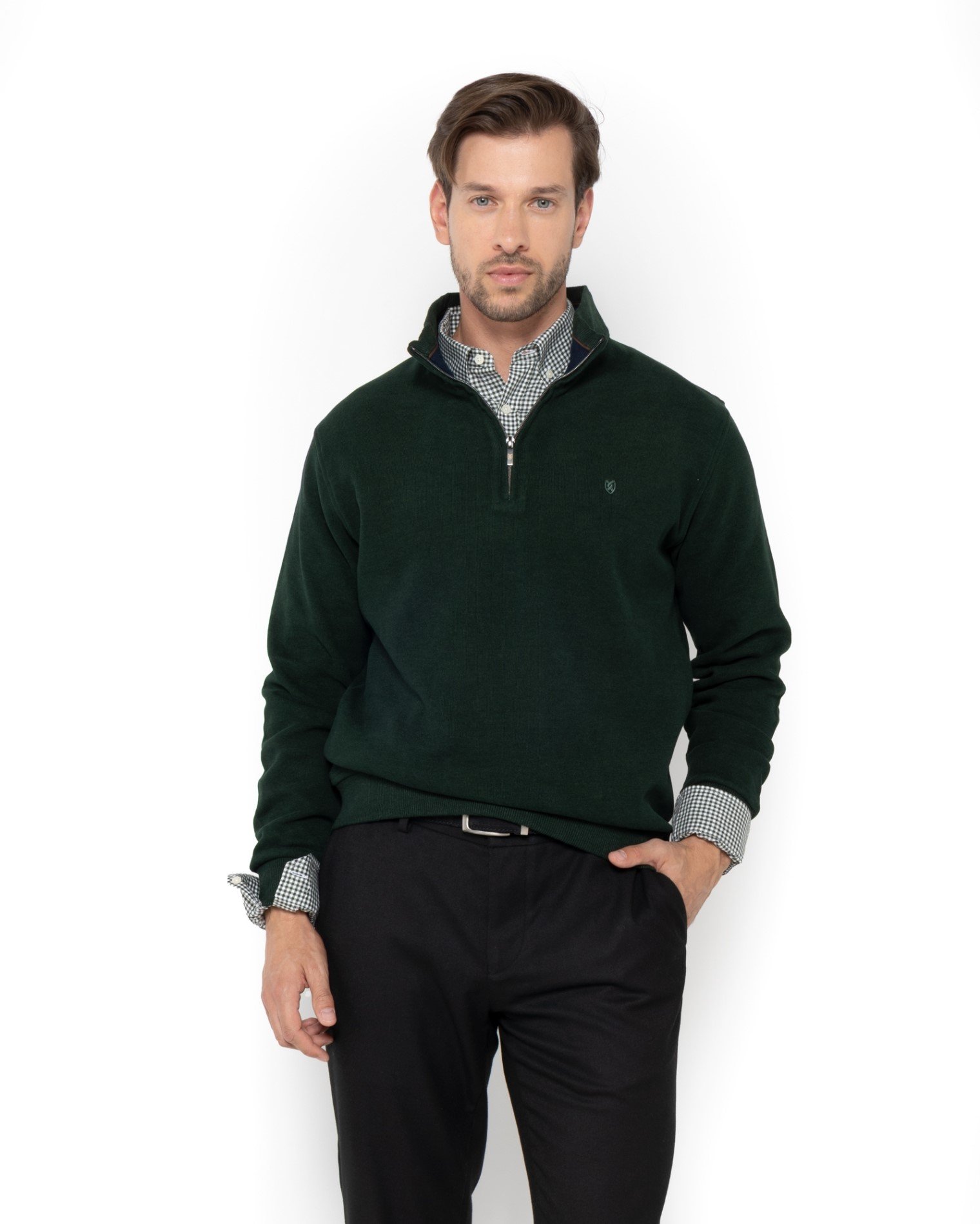 ΦΟΥΤΕΡ ΒΑΜΒΑΚΕΡΟ HALF ZIP REGULAR FIT | DARK GREEN