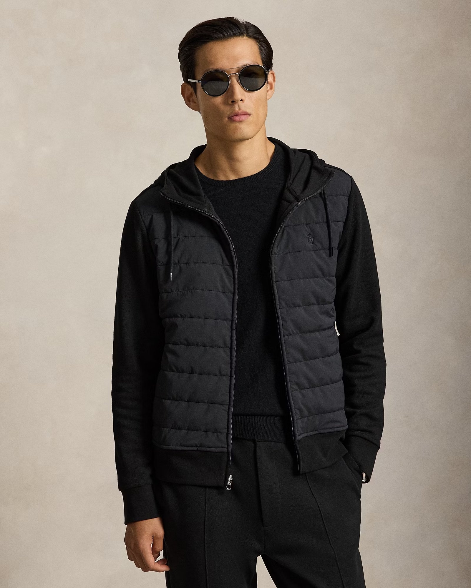 32/1 DBL KNIT JACQ-KNT-PULLOVER | BLACK