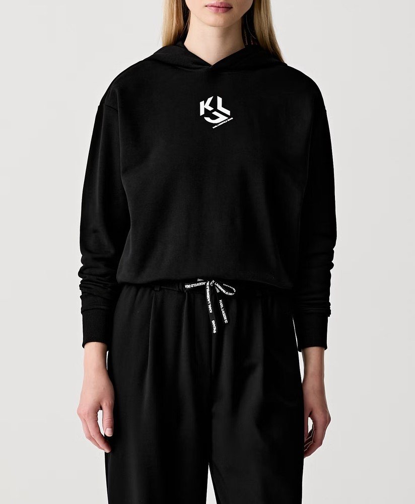 KLJ REG MONOGRAM HOODIE | BLACK