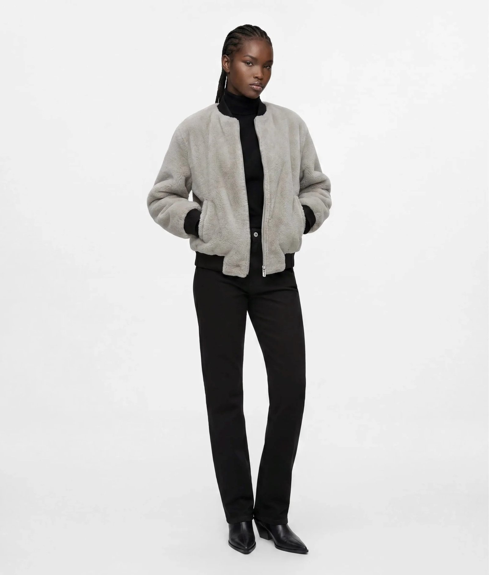 KLJ REVERSIBLE FAUX FUR BOMBER | OFF WHITE
