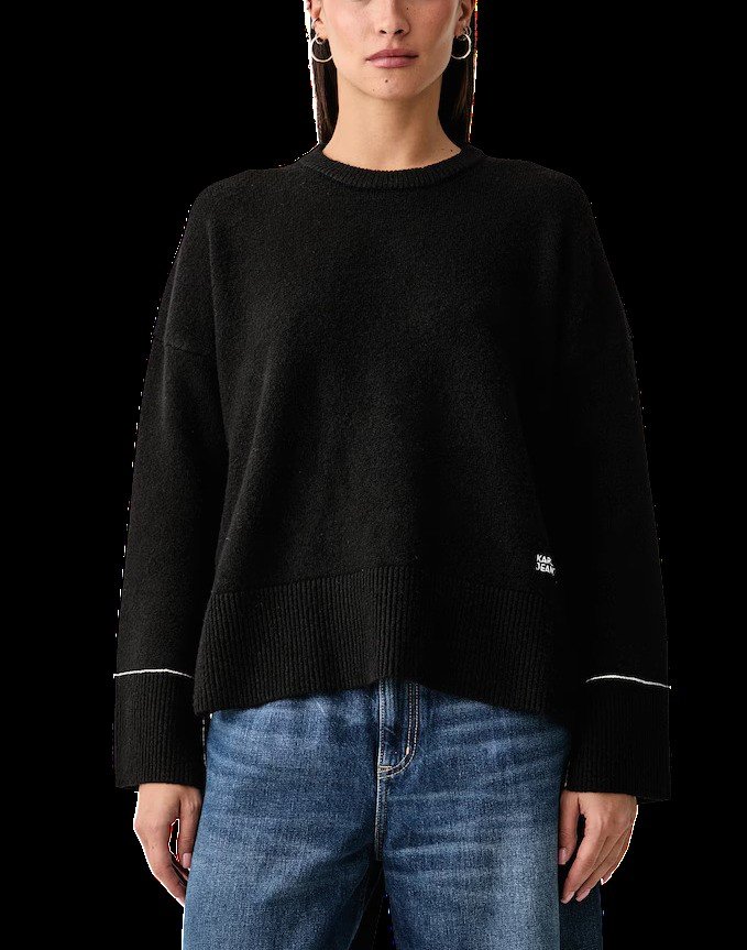 KLJ CONTRAST STITCH SWEATER | BLACK
