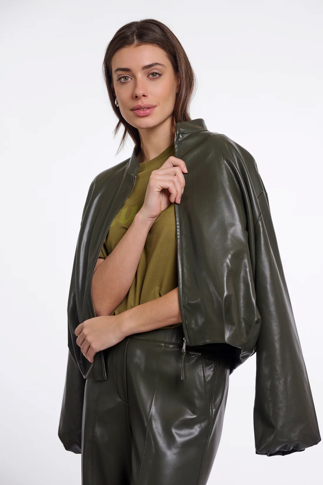 BLOUSON JACKET WITH ZIPPER CLOSURE | DARK OLIVE