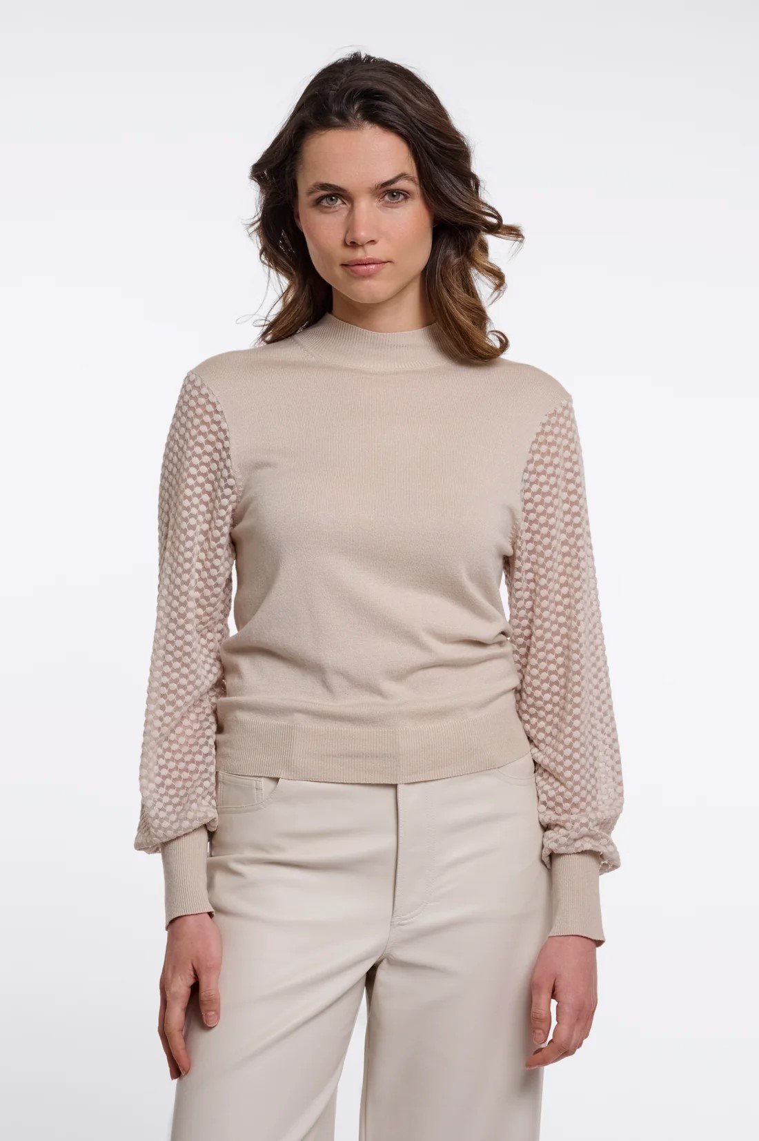 FANCY LONG SLEEVE PULLOVER | BEIGE